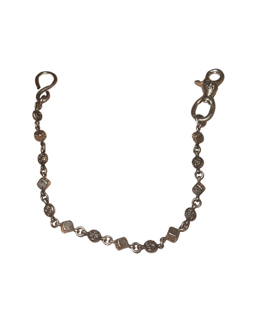 image of Chrome Hearts Dice Cross Ball Lobster Clasp Wallet Chain in Silver, Men's