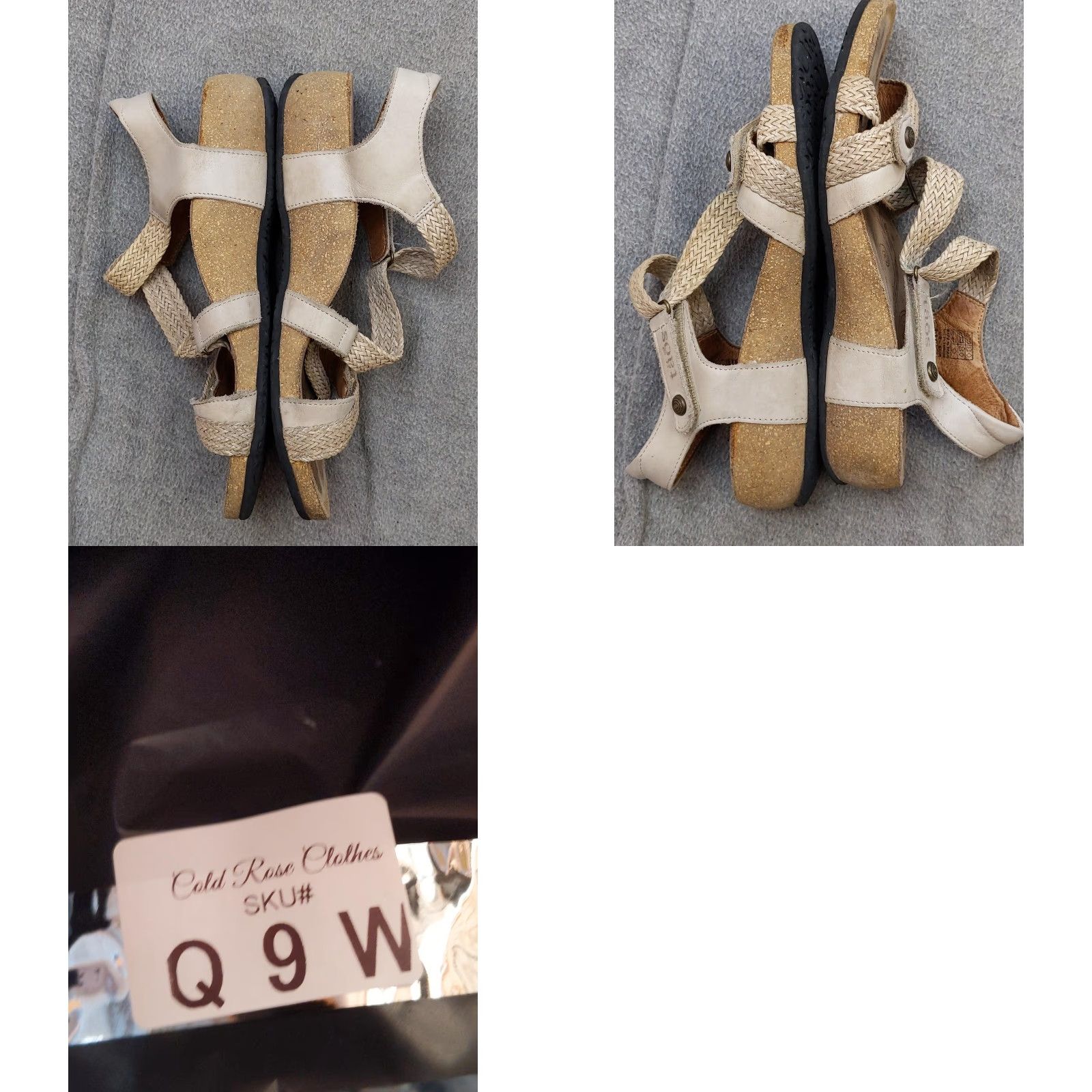 Taos VINTAGE? Taos Trulie Sandals Womens 8-8.5 Beige Cork Wedge Braided Leather Comfort Strappy Hook & Loop Adjustable Cushion Footbed Womens Shoes Size US 9 / IT 39 - 8 Thumbnail