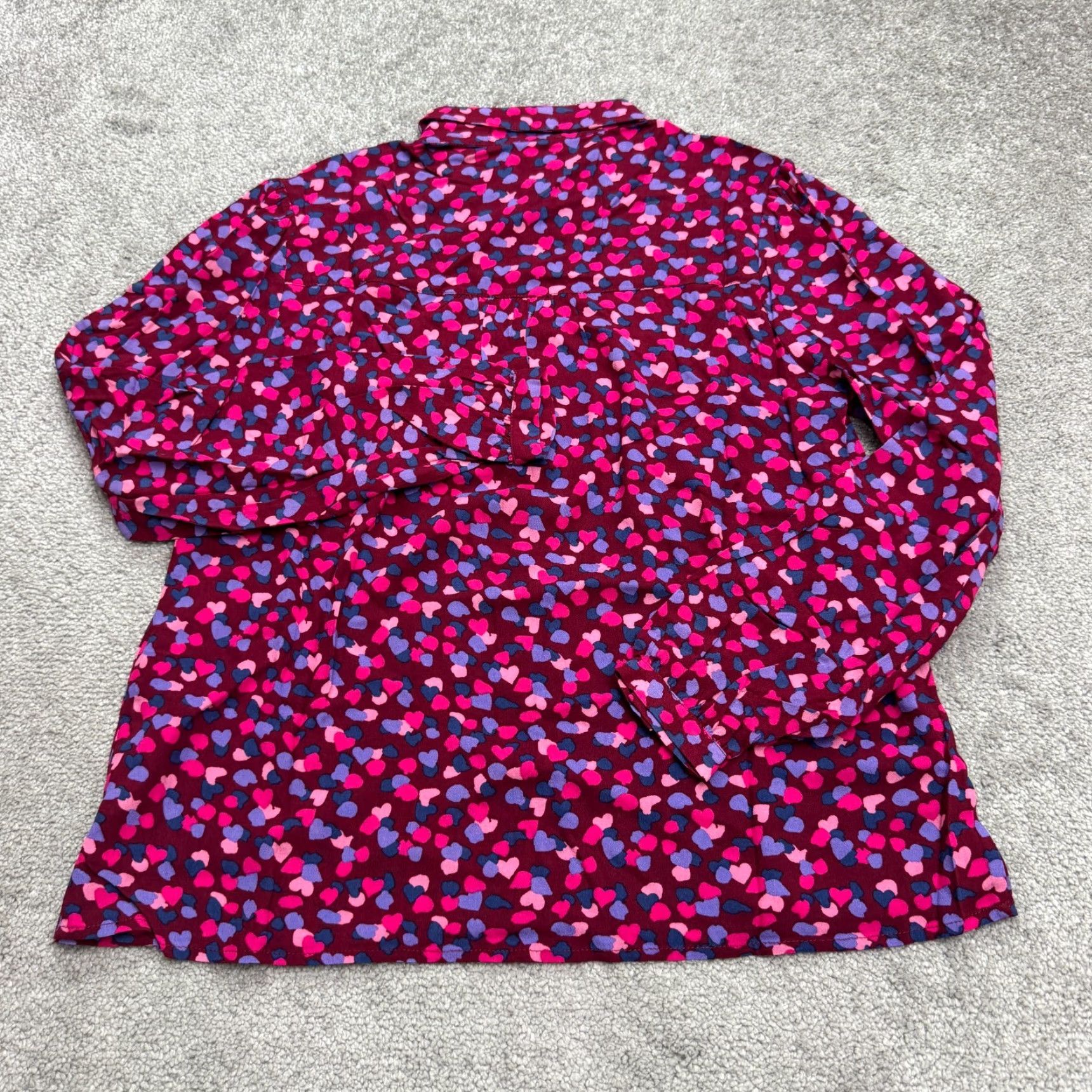 Vintage SUGARHILL BRIGHTON Button-Up Shirt Women 8 Burgundy Confetti Petal Long Sleeve Casual NWT Size M / US 6-8 / IT 42-44 - 2 Thumbnail