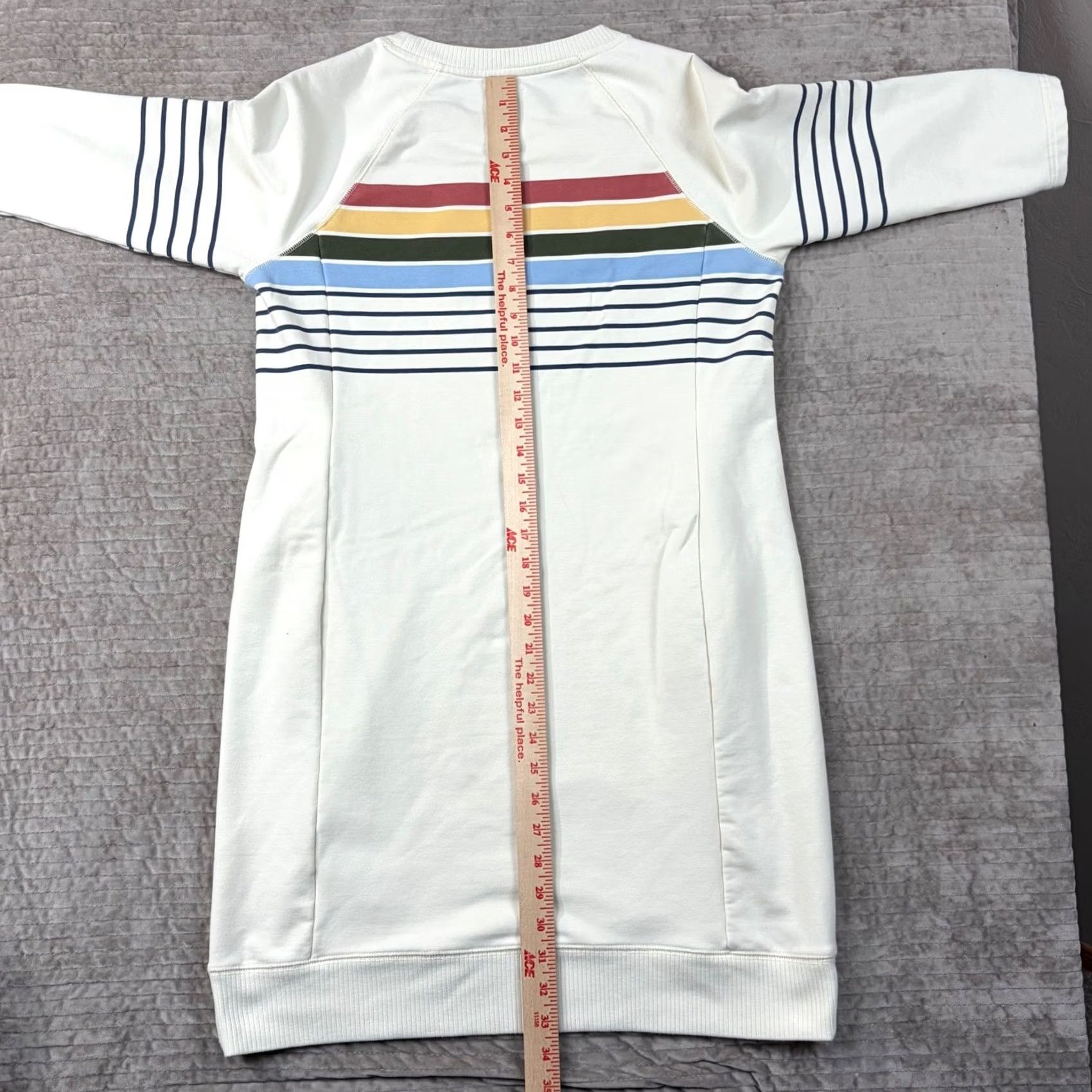 Vintage LL Bean Outside Everyday Sweatshirt Dress Cream Rainbow Stripe Petite Small Size S / US 4 / IT 40 - 5 Thumbnail