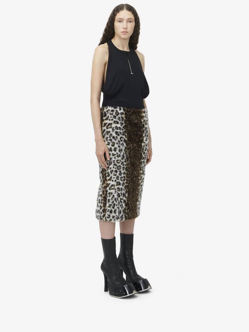 Alexander McQueen o1srvl11e0326 Leopard Jacquard Pencil Skirt in Multicolor Size 26" / US 2 / IT 38 - 3 Thumbnail