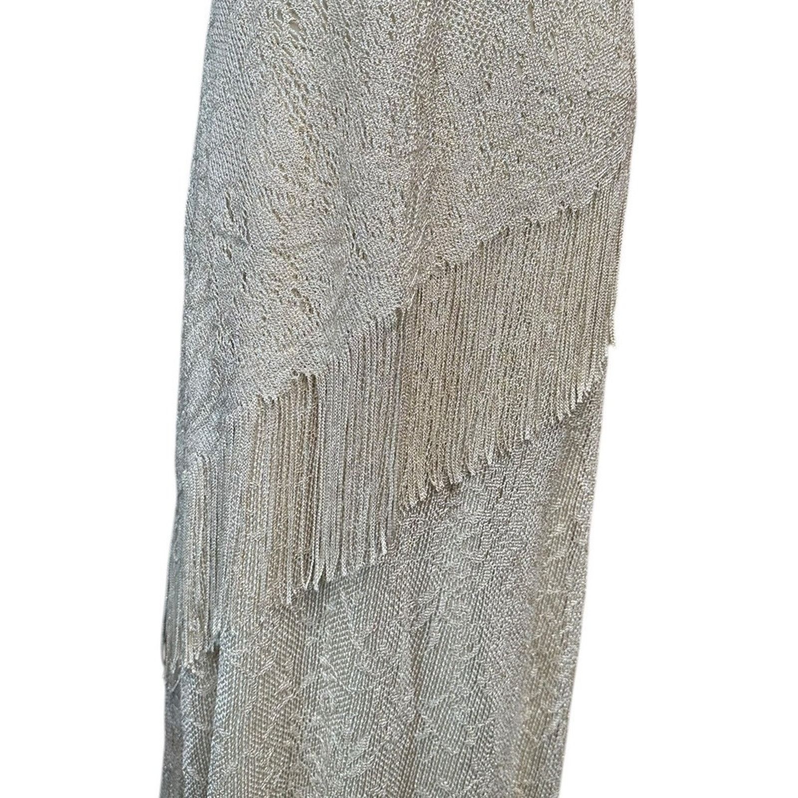Other Vtg SL Fashions Cream Gold Sparkly Formal Dress w/ Fringe 6 Size M / US 6-8 / IT 42-44 - 3 Thumbnail