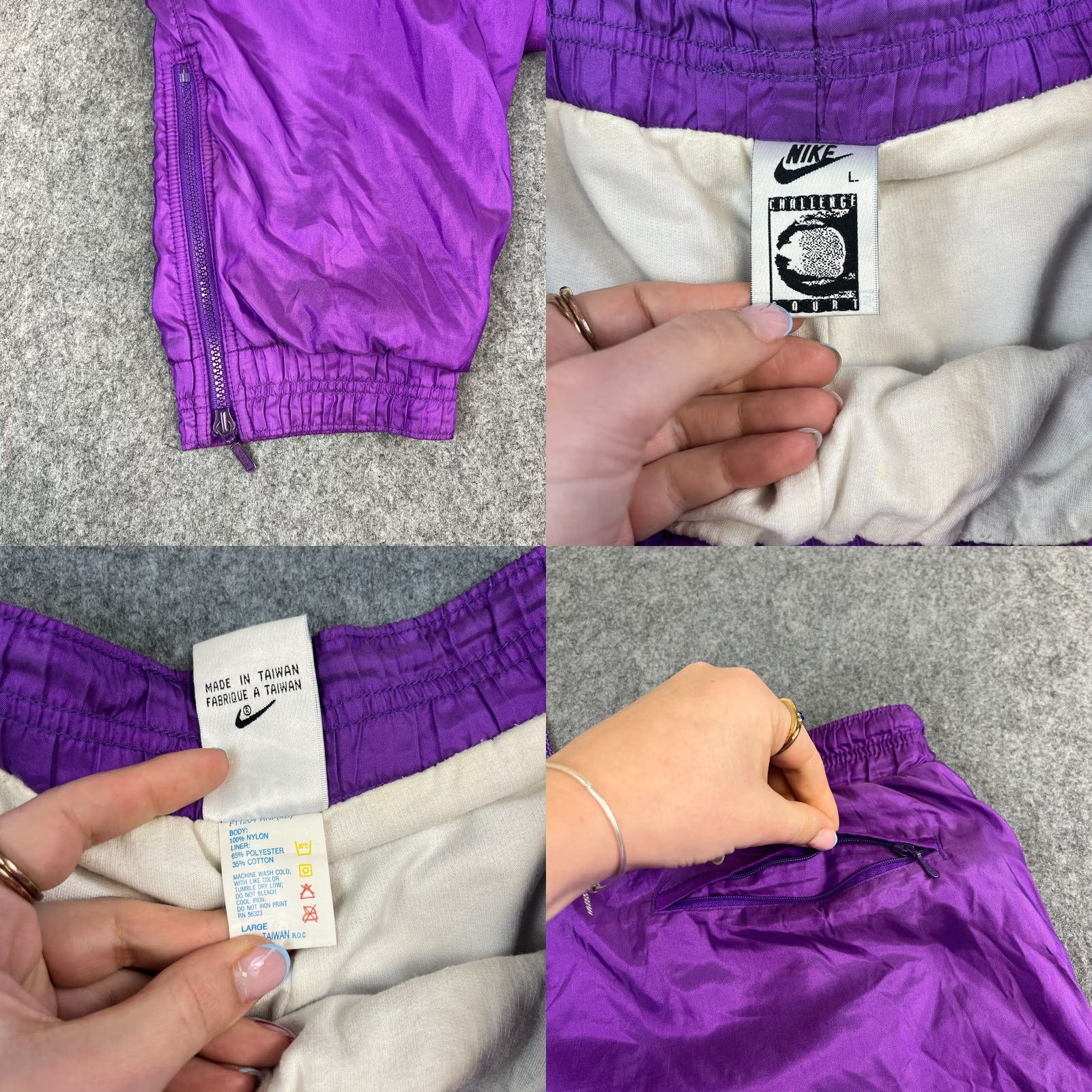 Nike VINTAGE Nike Mens Track Pants Shell L Purple Challenge Court 80s Tennis Agassi 80s Size US 33 - 8 Thumbnail