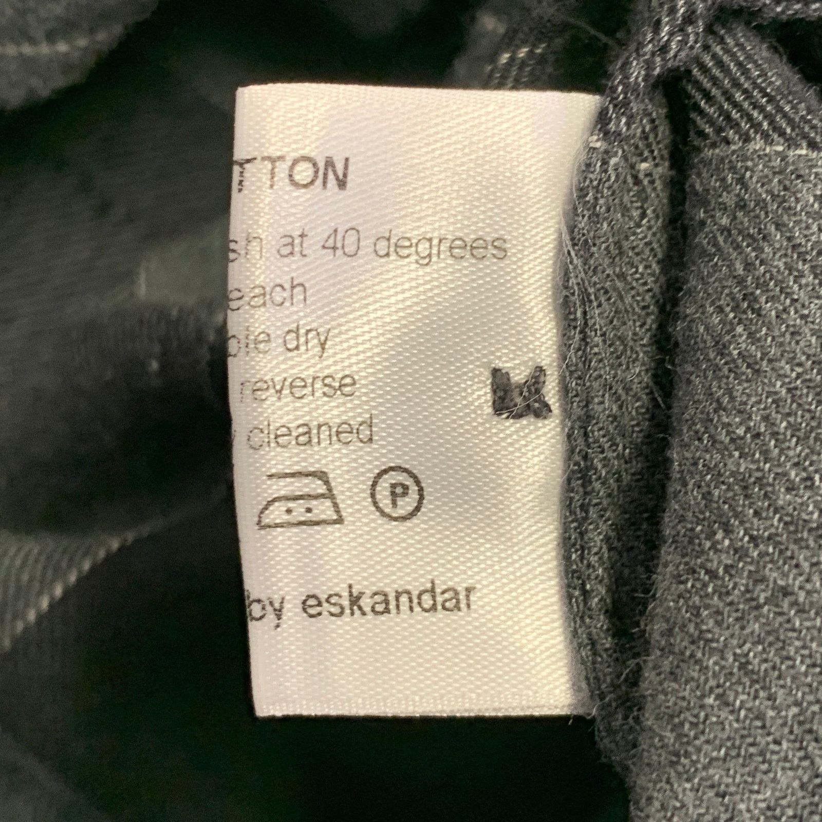 eskandar Black Charcoal Cotton Oversized Checkered Point Collar Shirt Size L / US 10 / IT 46 - 6 Thumbnail