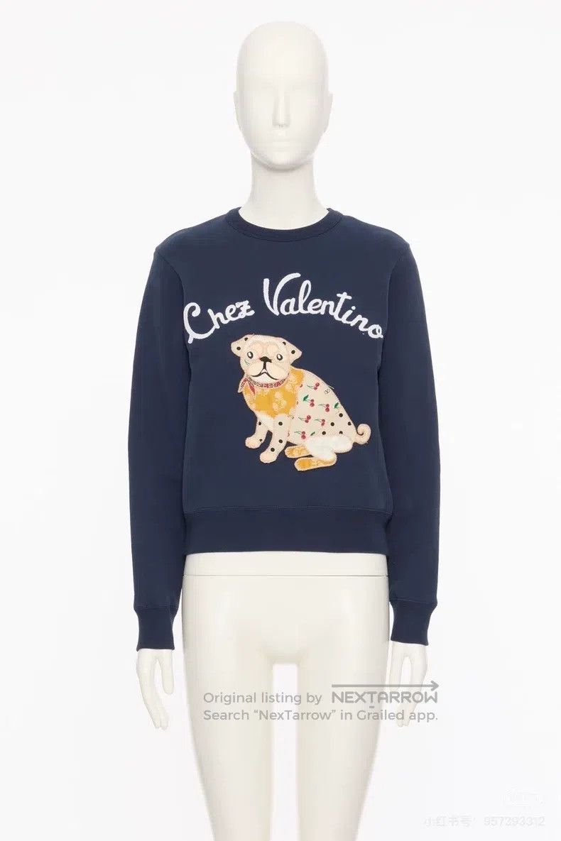 Valentino Valentino Navy blue dog embroidered sweatshirt Size S / US 4 / IT 40 - 9 Thumbnail
