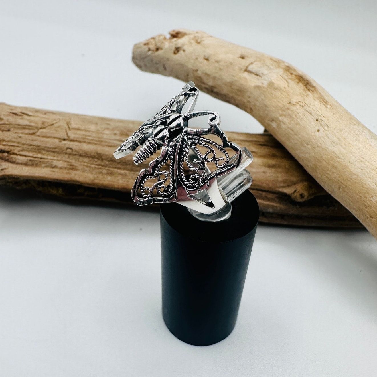 The Unbranded Brand Sterling Silver Filigree Butterfly Ring-Detailed Wings Size ONE SIZE - 4 Thumbnail