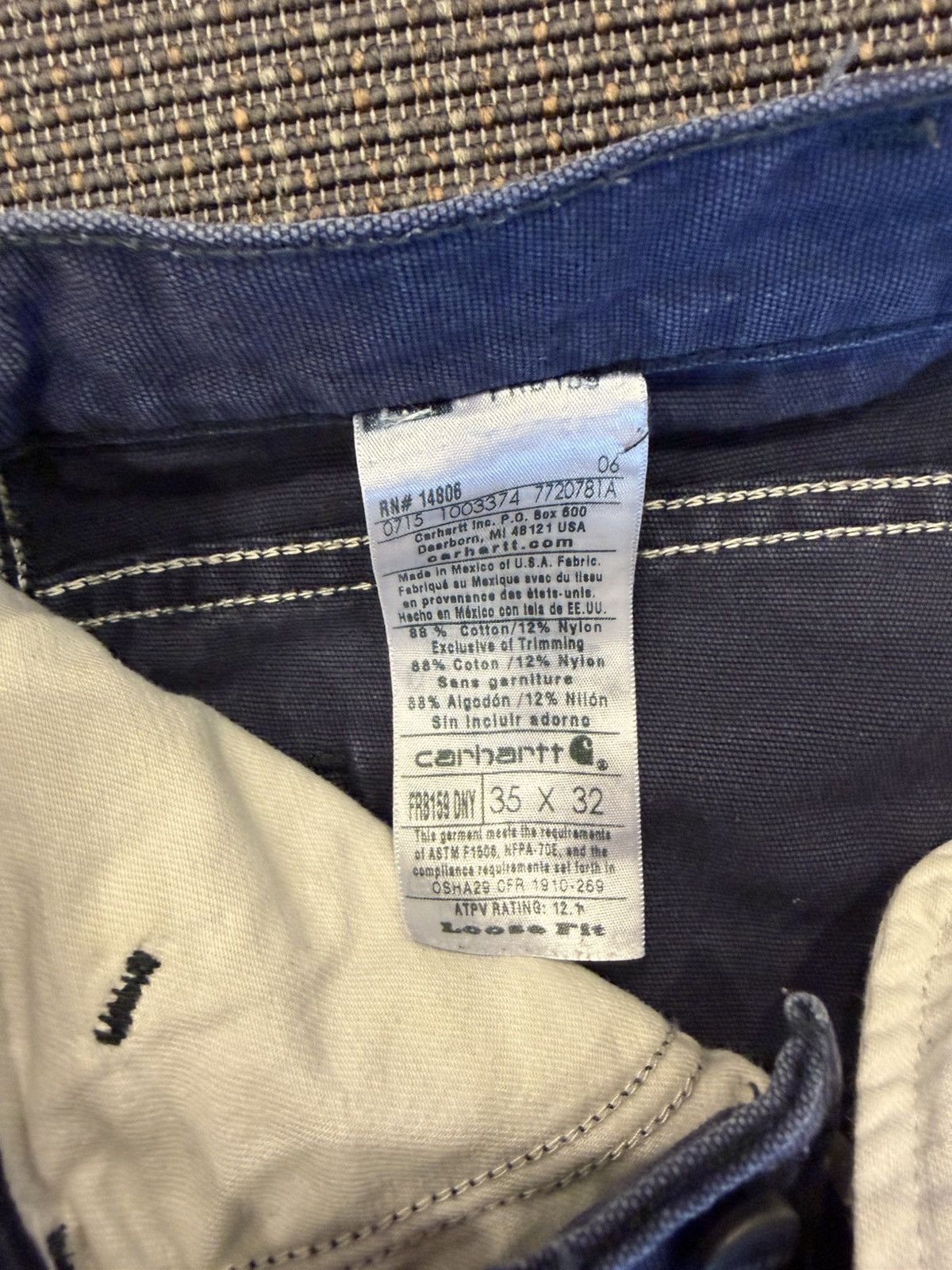 Carhartt Carhartt FR Distressed Work Pants Navy Size US 35 - 9 Thumbnail