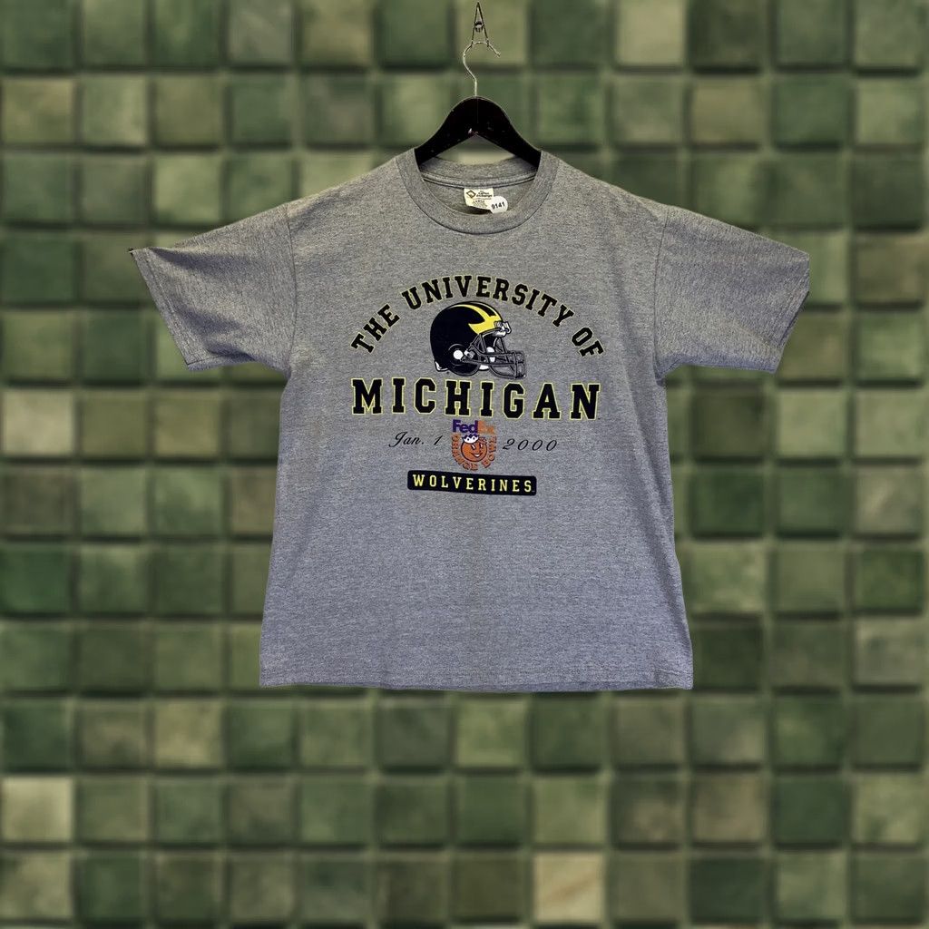 Vintage VINTAGE The Cotton Exchange University Sports 90s T-Shirt Mens L Gray Cotton Logo Graphic Michigan Orange Bowl 2000 Size US L / EU 52-54 / 3 - 1 Thumbnail