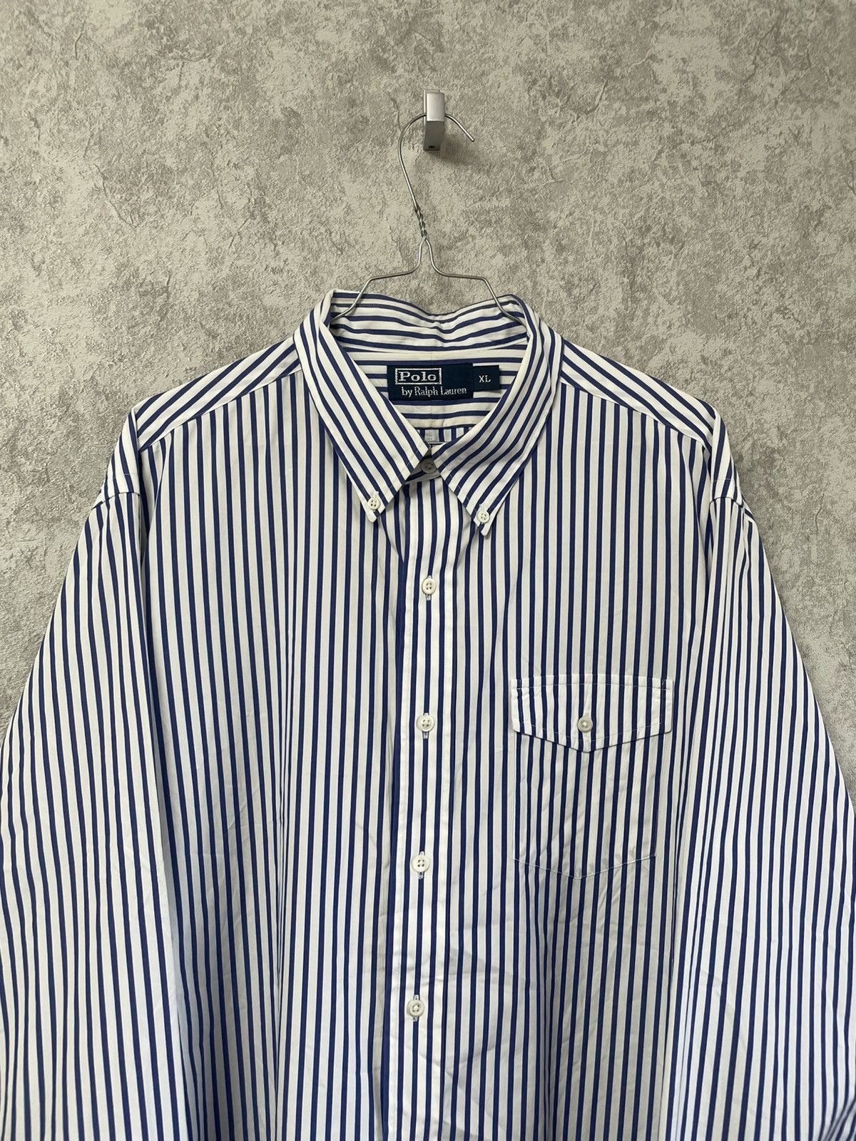 Polo Ralph Lauren Polo Ralph Lauren Striped White/Blue Basic Long Sleeve Shirt Size US XL / EU 56 / 4 - 2 Thumbnail