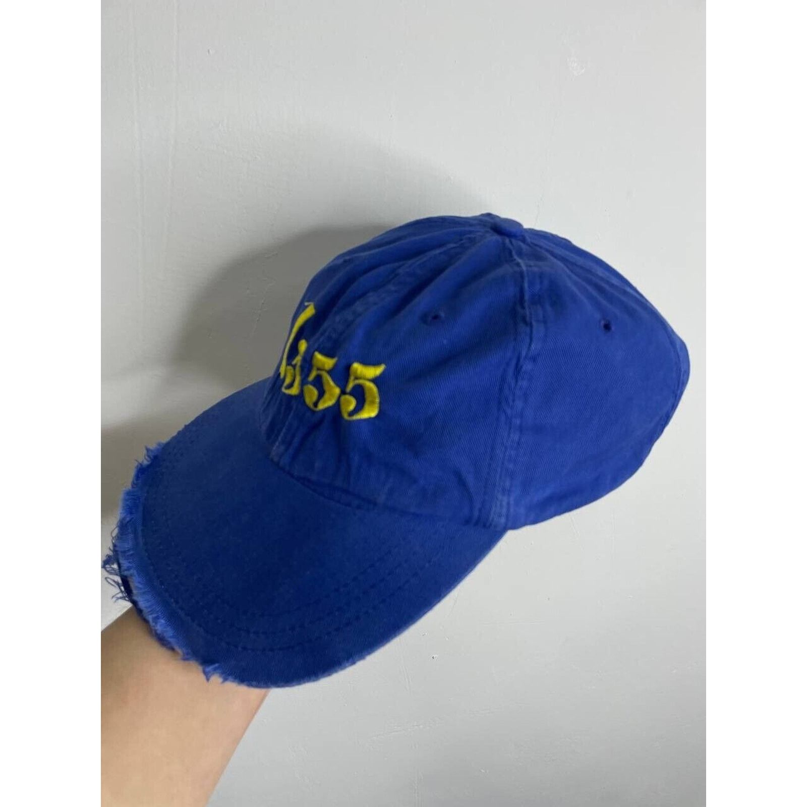 Japanese Brand × Vintage Vintage Distressed Blue Cap 1555 Embroidered Yellow Logo Hat Size ONE SIZE - 6 Thumbnail