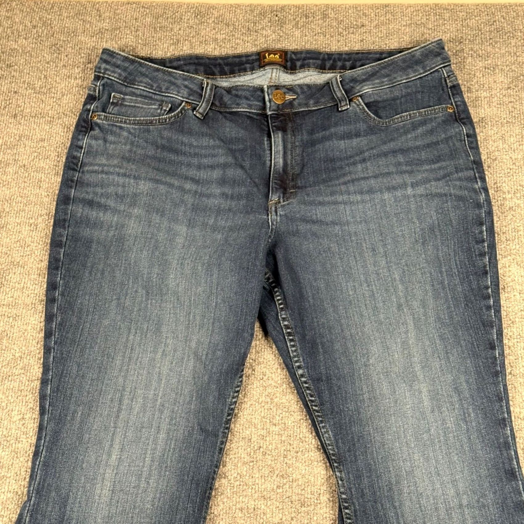 Lee Lee Women Jeans Bootcut 18S Denim Blue 5-Pocket Stretch Classic Mid Rise Size 40" / US 18 - 3 Thumbnail