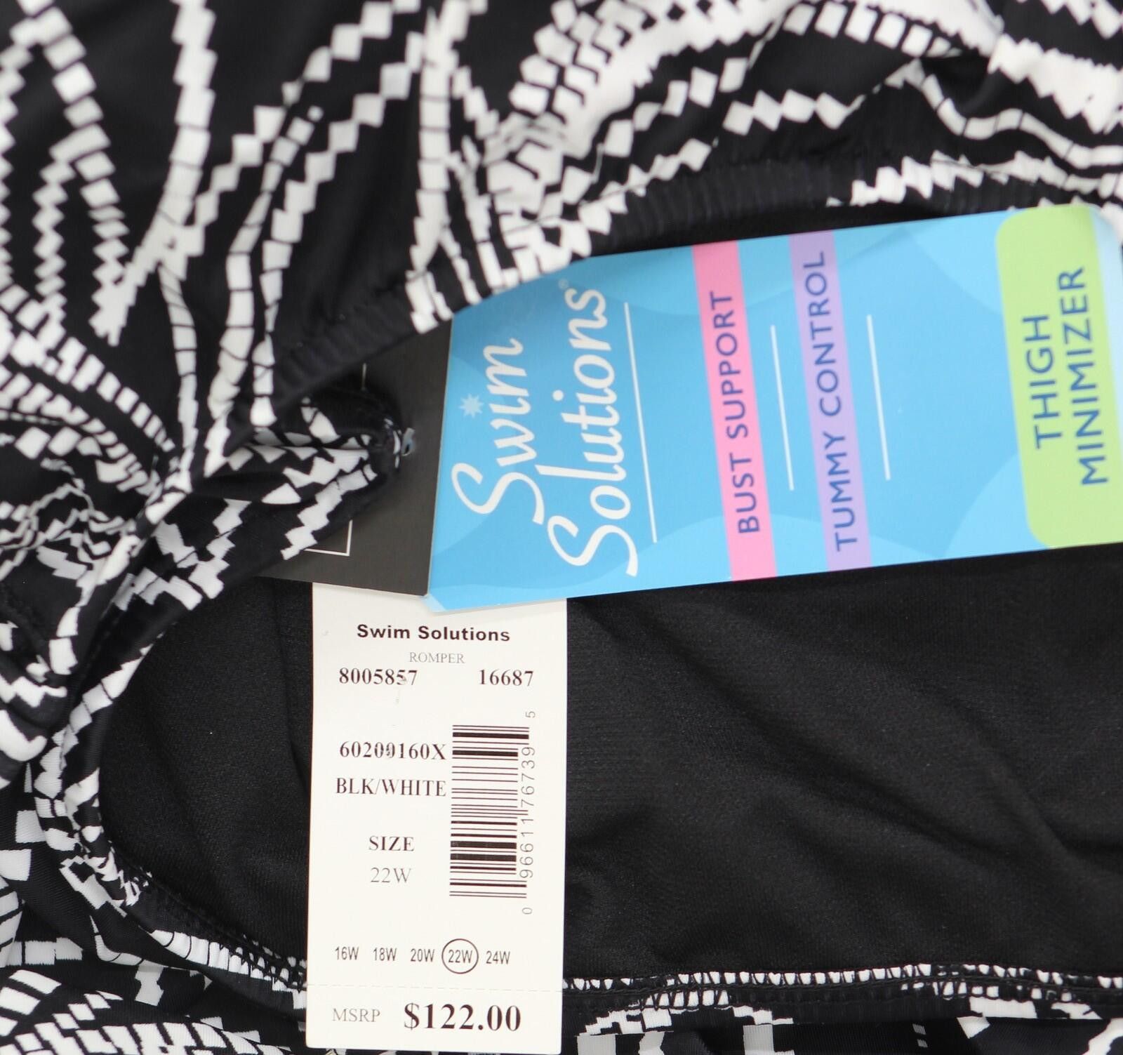 Other Nwt Swim Solutions One Romper On The Vine Black / White 22w Size ONE SIZE - 3 Thumbnail