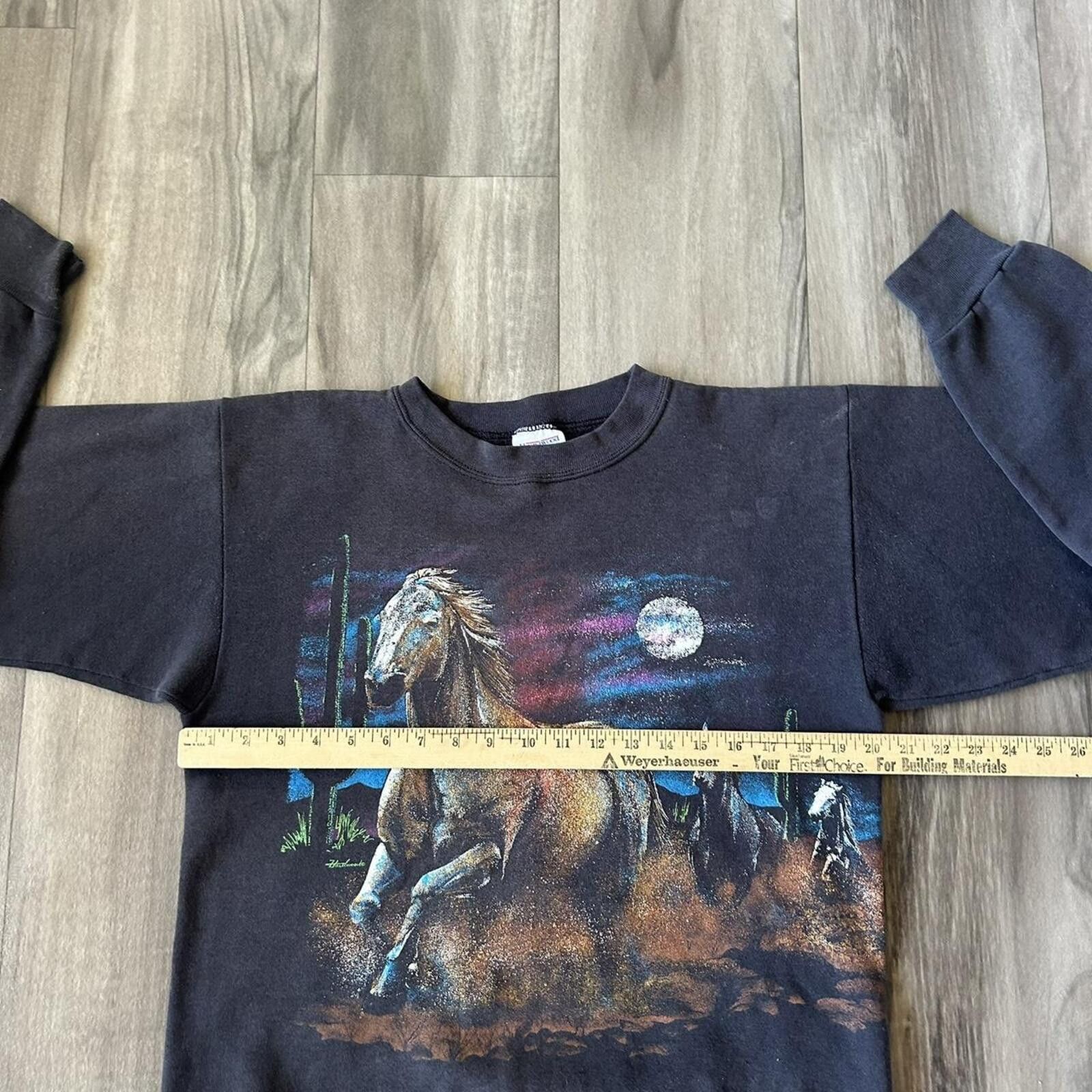 Other Vintage 90s Nature Aop Black Horse Sweatshirt Crewneck L Size US L / EU 52-54 / 3 - 6 Thumbnail
