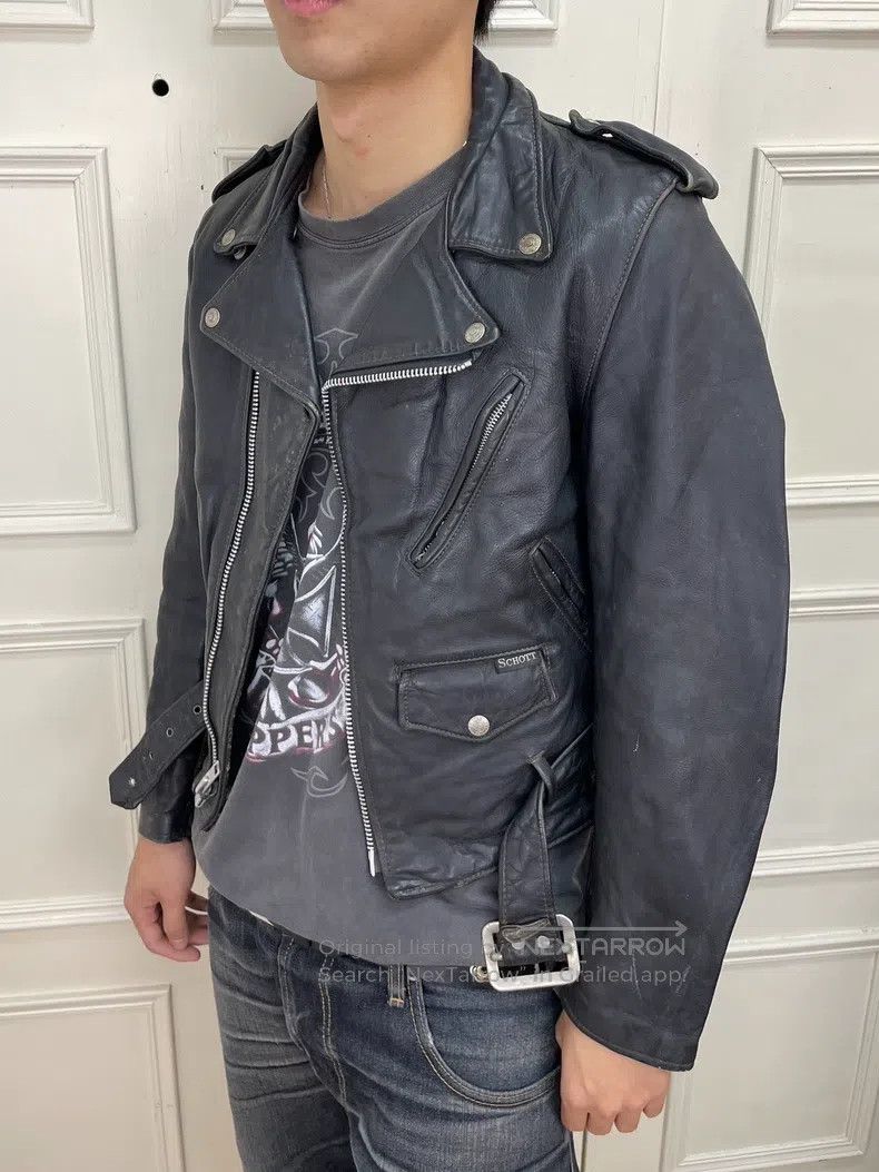 Schott Schott Diagonal zipper leather jacket Size US XS / EU 42 / 0 - 1 Thumbnail