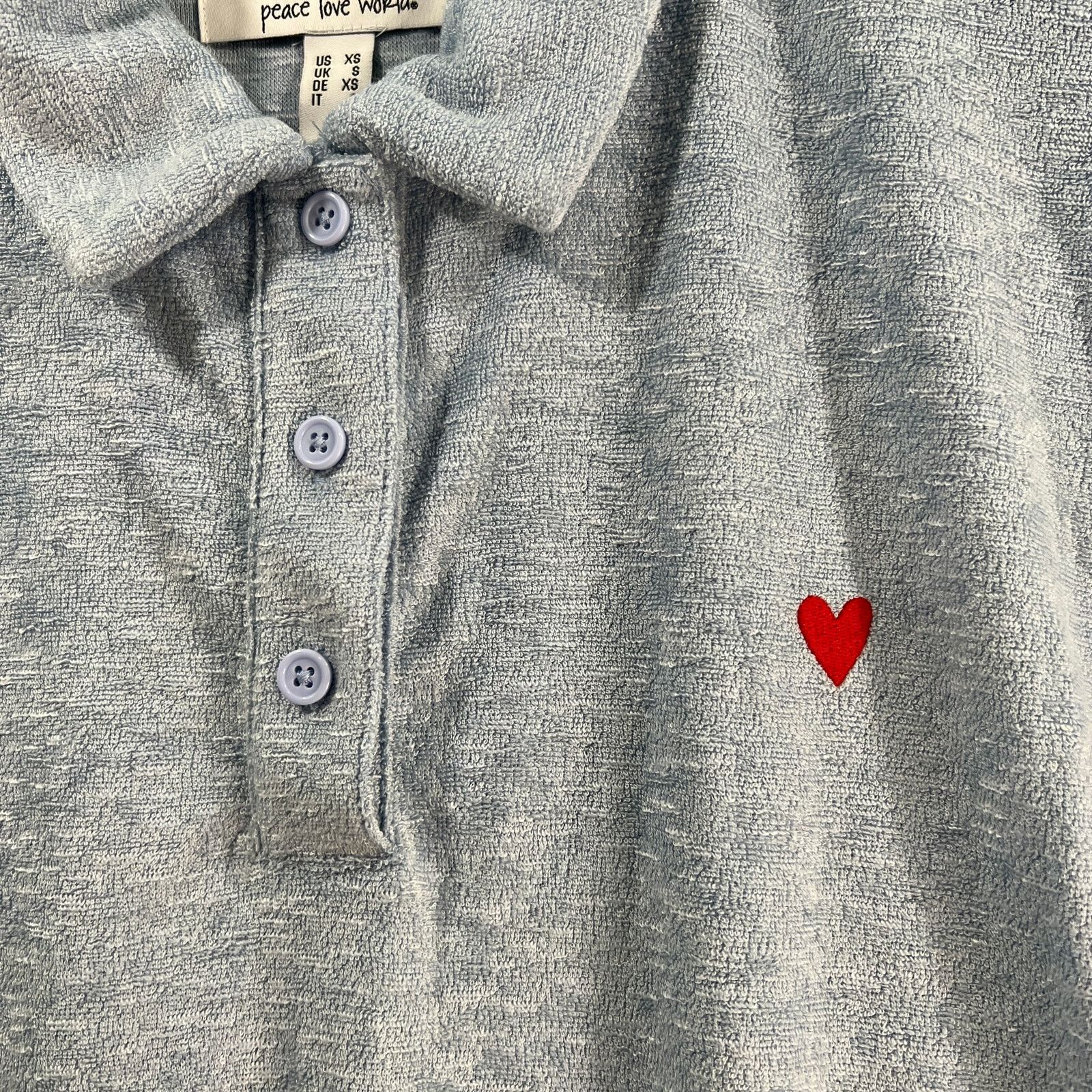 Other Peace Love World Terry Cloth Polo Shirt Serenity Size XS / US 0-2 / IT 36-38 - 4 Thumbnail