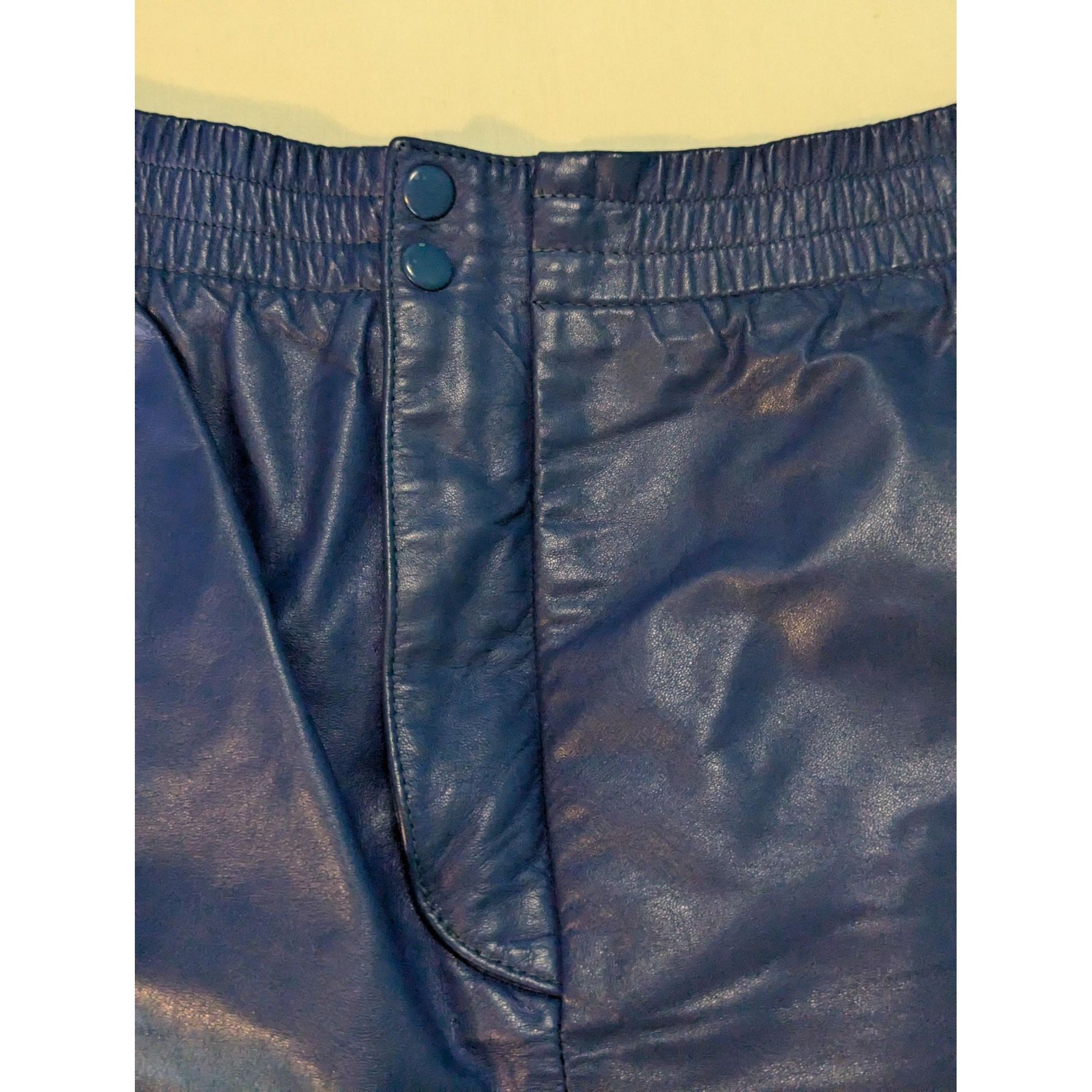 Vintage Vintage Blue Leather Skirt West Bay Size 14 Size 36" / US 14 / IT 50 - 2 Thumbnail