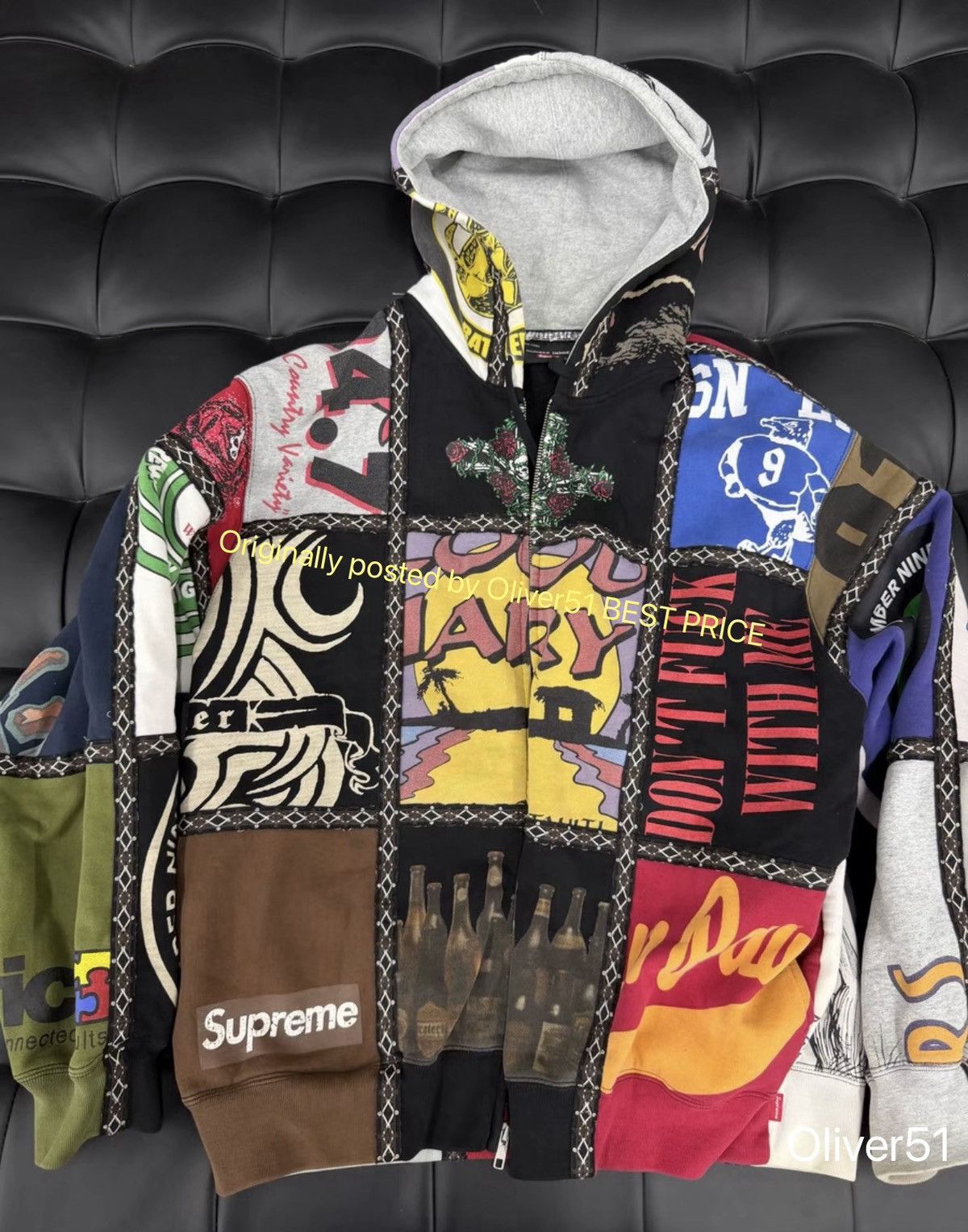 Number (N)ine × Supreme Supreme x Number Nine Patchwork Hoodie