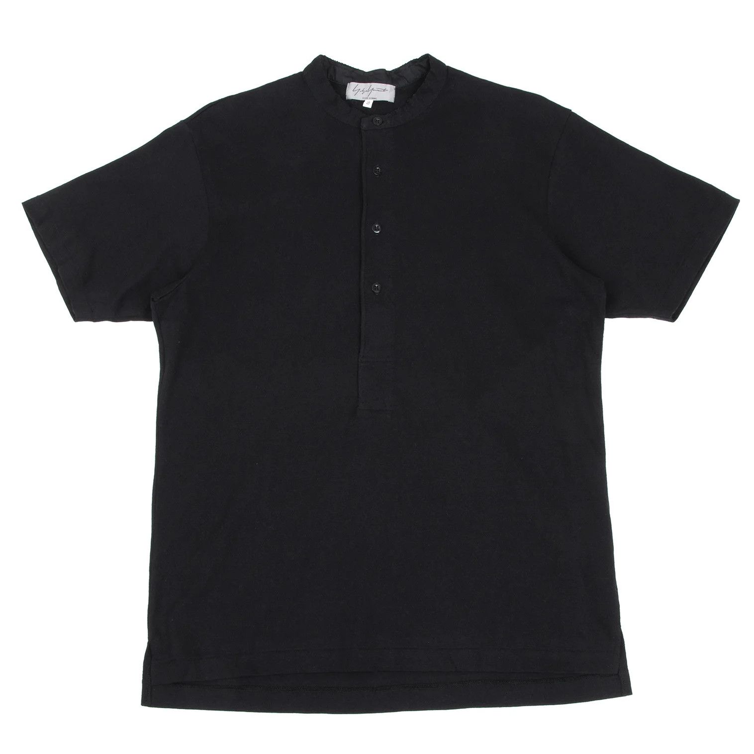 Yohji Yamamoto Yohji Yamamoto Cotton Cut Hem Henley Neck T-Shirt Size US L / EU 52-54 / 3 - 1 Thumbnail