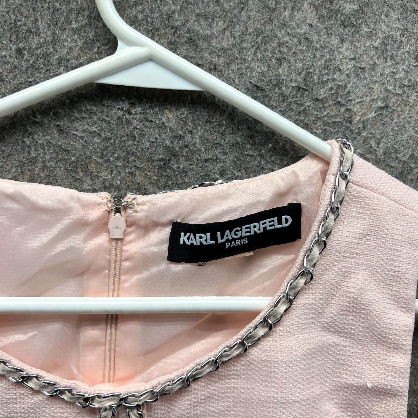 Karl Lagerfeld Karl Lagerfeld Dress Womens L Pink Sleeveless Tweed Pearl Trim Pencil Elegant Size L / US 10 / IT 46 - 6 Thumbnail