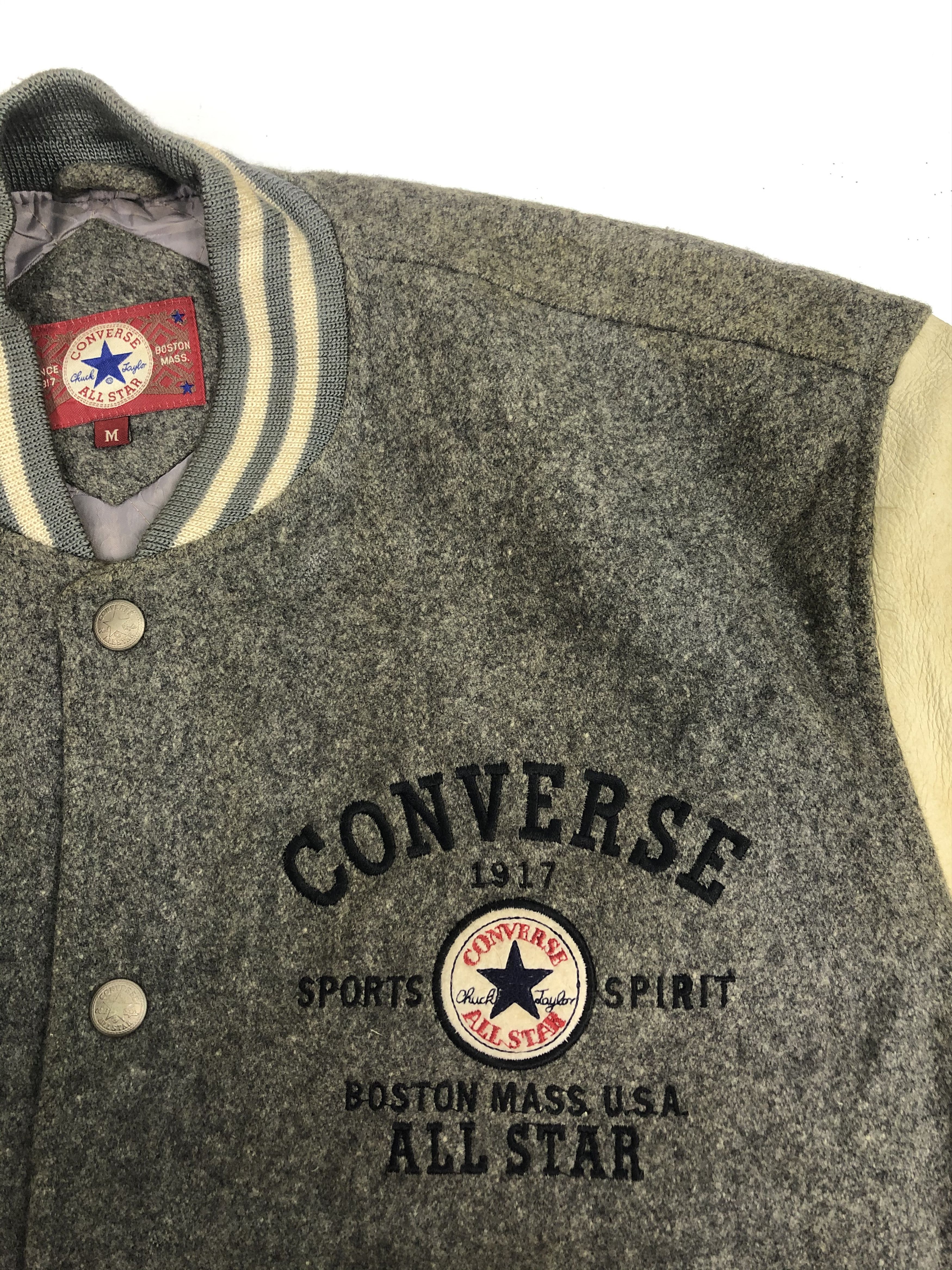 Converse Vintage 90s Converse Biglogo Varsity Leather Jacket V0096 Size US M / EU 48-50 / 2 - 3 Thumbnail