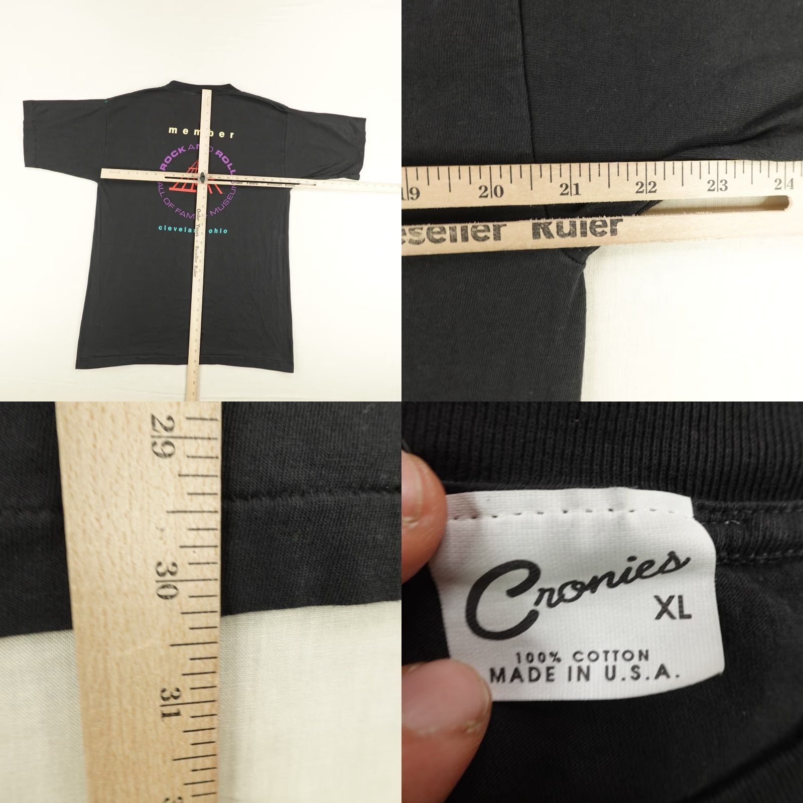 Vintage VINTAGE Rock And Roll Hall Of Fame Shirt Mens XL Black Single Stitch Crew Neck 90s Cronies T-Shirt Rock Music 90s Mens XL Black Size US XL / EU 56 / 4 - 8 Thumbnail
