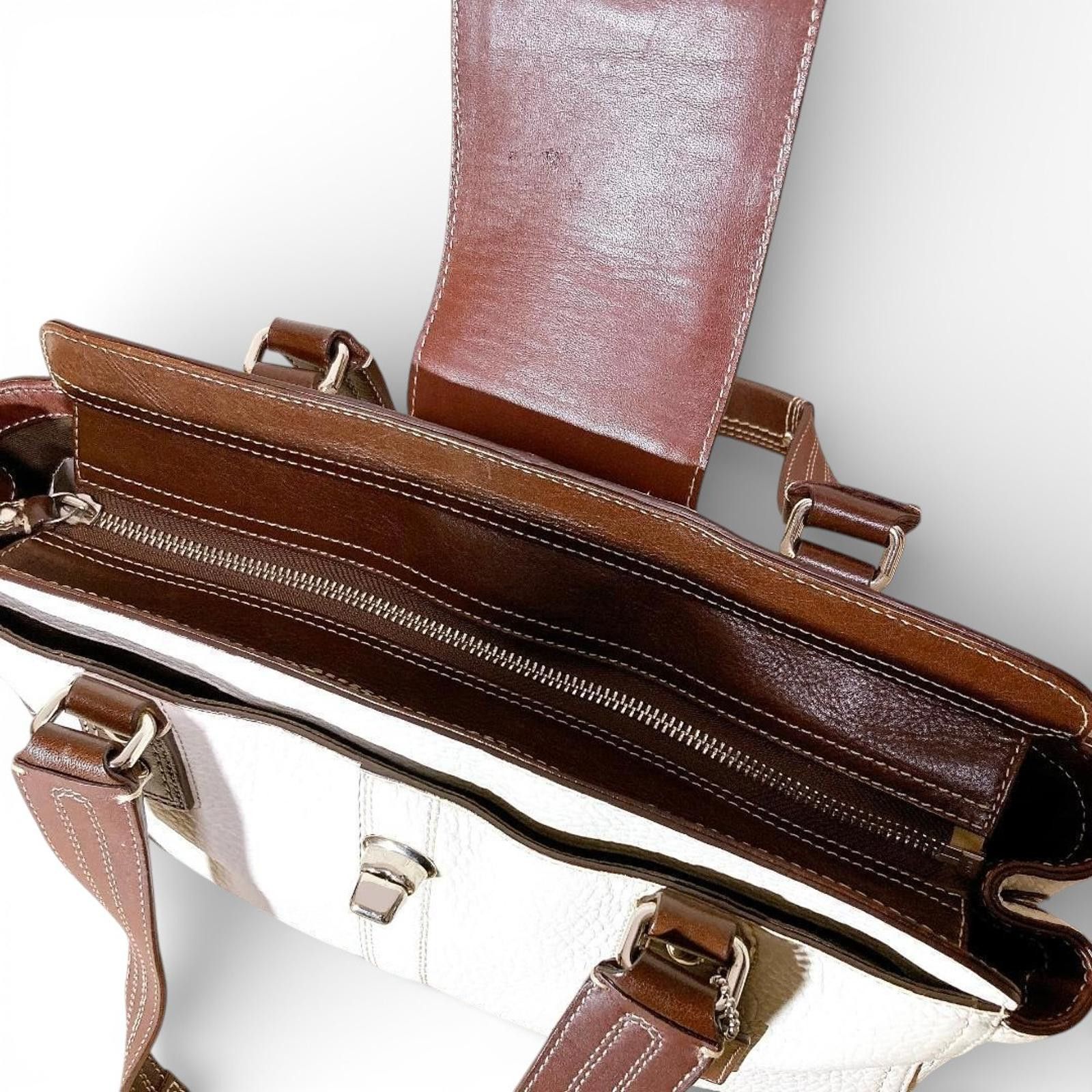 Coach Coach - White and Brown Leather Handbag Size ONE SIZE - 3 Thumbnail