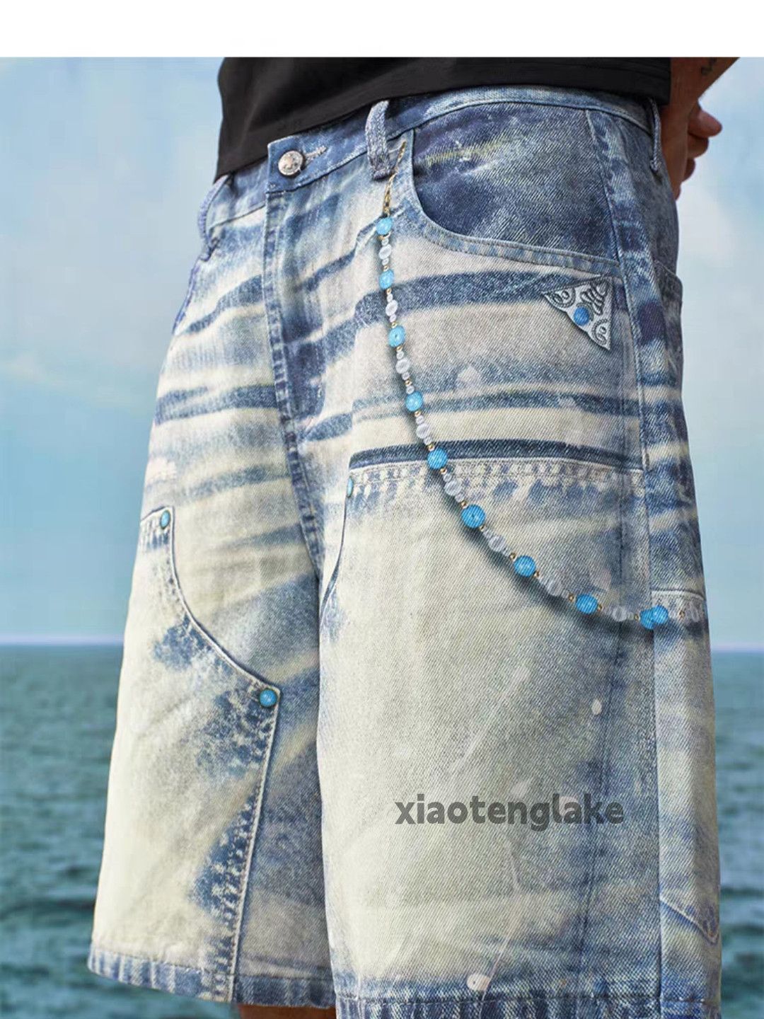 Jean × Vintage Utility unisex carpenter skate hiphop digital print shorts Size US 34 / EU 50 - 8 Thumbnail