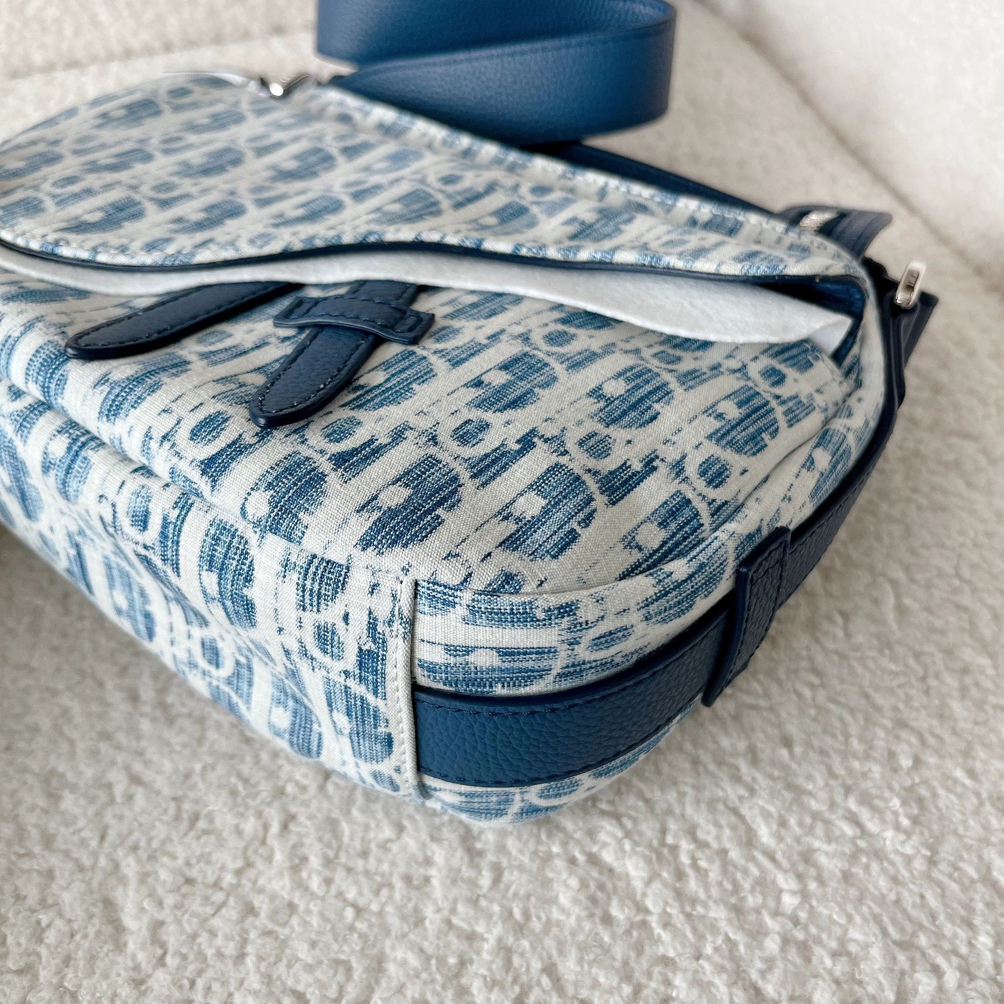 Dior Dior Blue Denim Monogram Saddle Bag 25x17x8 3713 Size ONE SIZE - 7 Thumbnail