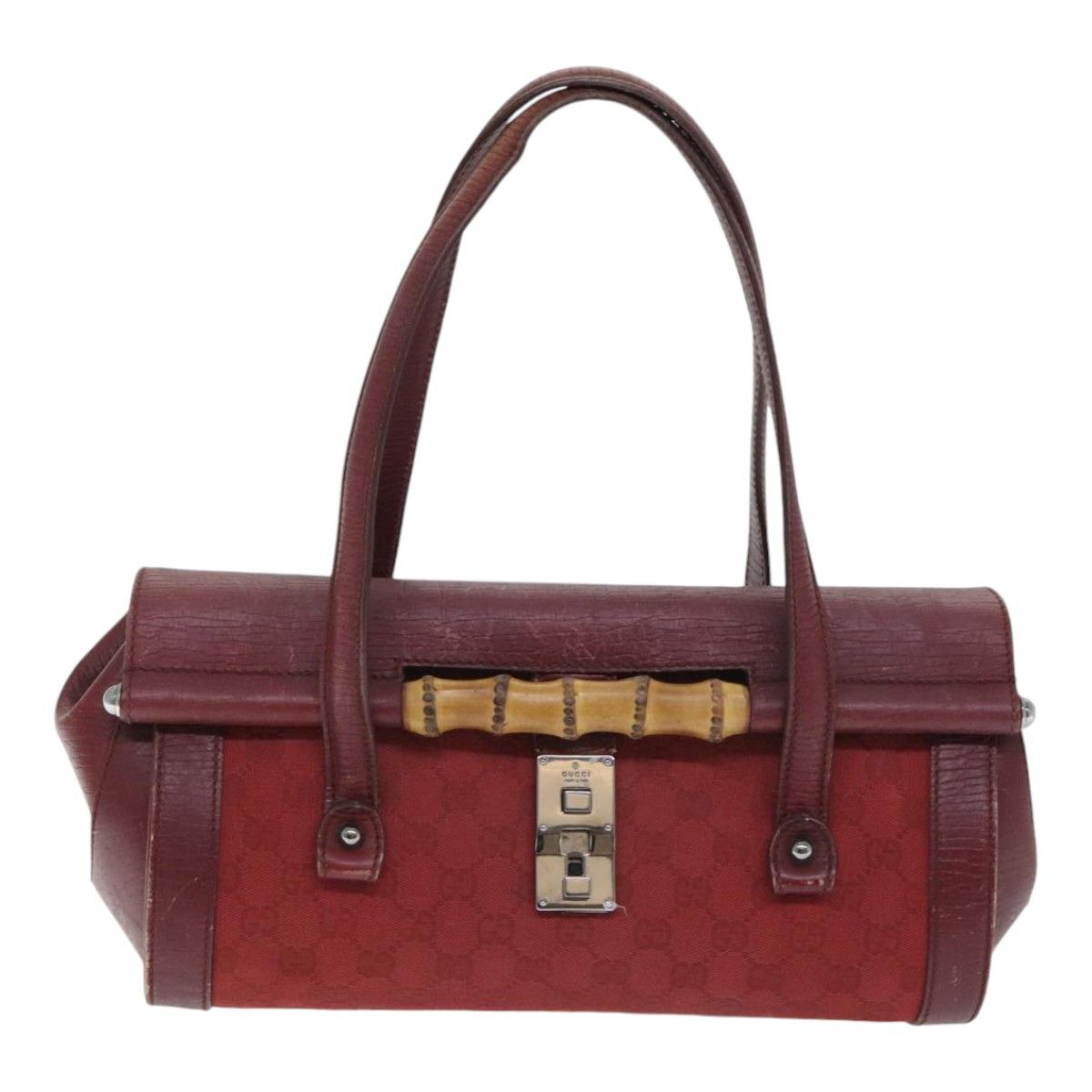 Gucci Bamboo Red Canvas Shoulder Bag (Pre-Owned) Size ONE SIZE - 1 Thumbnail