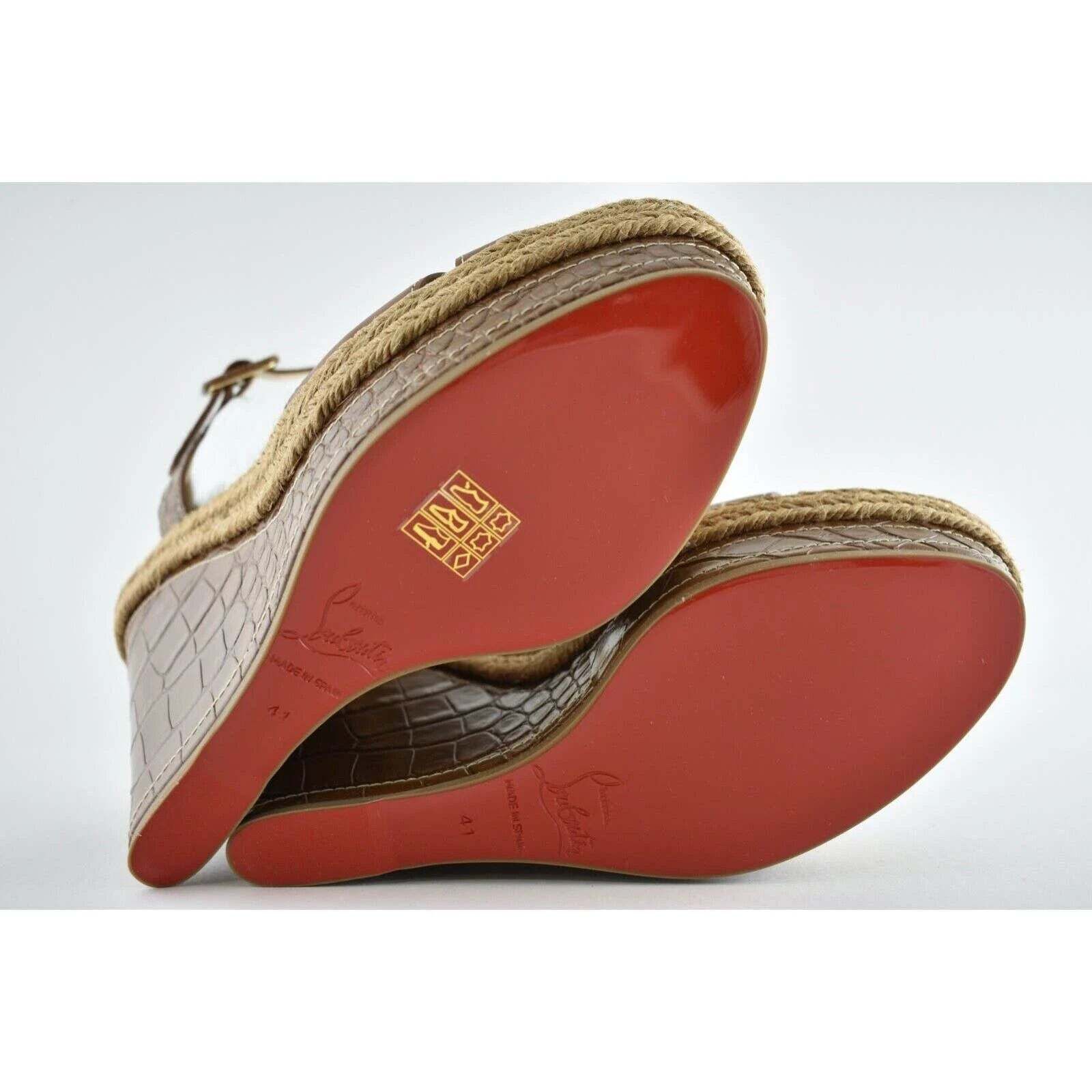 Christian Louboutin Almerio 120 Croc Brown Platform Wedge Sandal Heel Pump 41 Size US 11 / IT 41 - 12 Thumbnail
