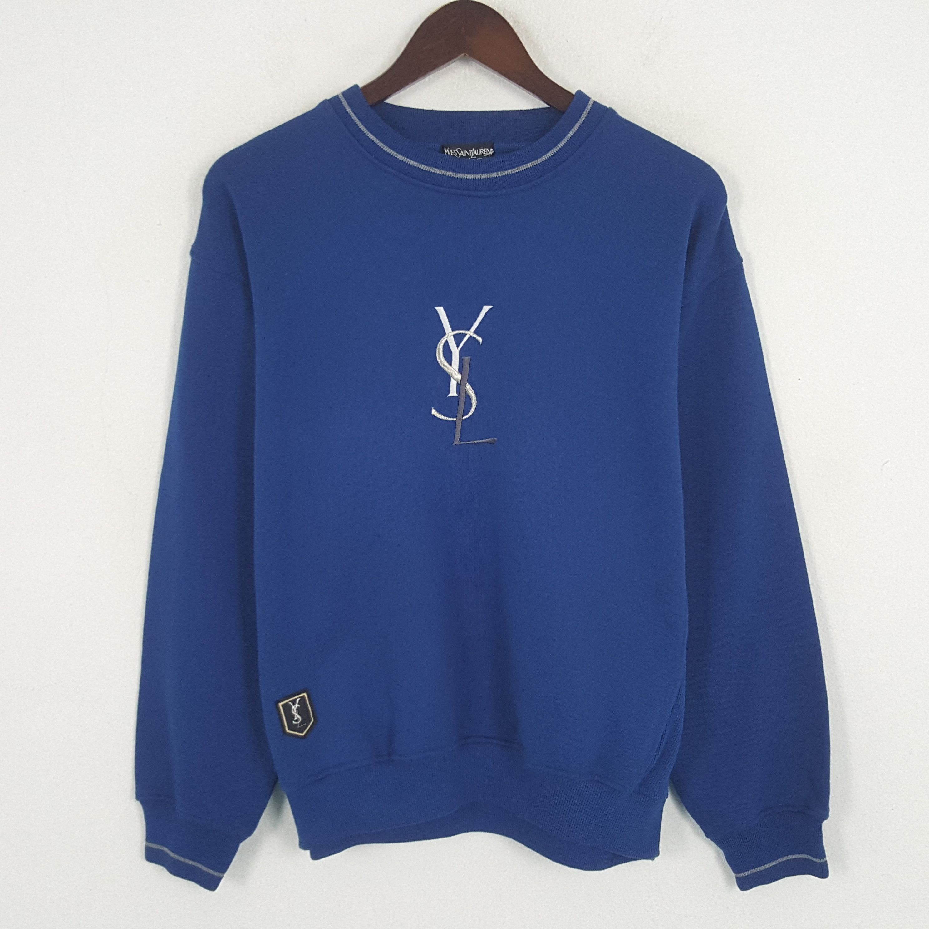 Designer × Japanese Brand × Yves Saint Laurent Vintage Yves Saint Laurent Embroidery Logo Sweatshirt Size US L / EU 52-54 / 3 - 1 Thumbnail