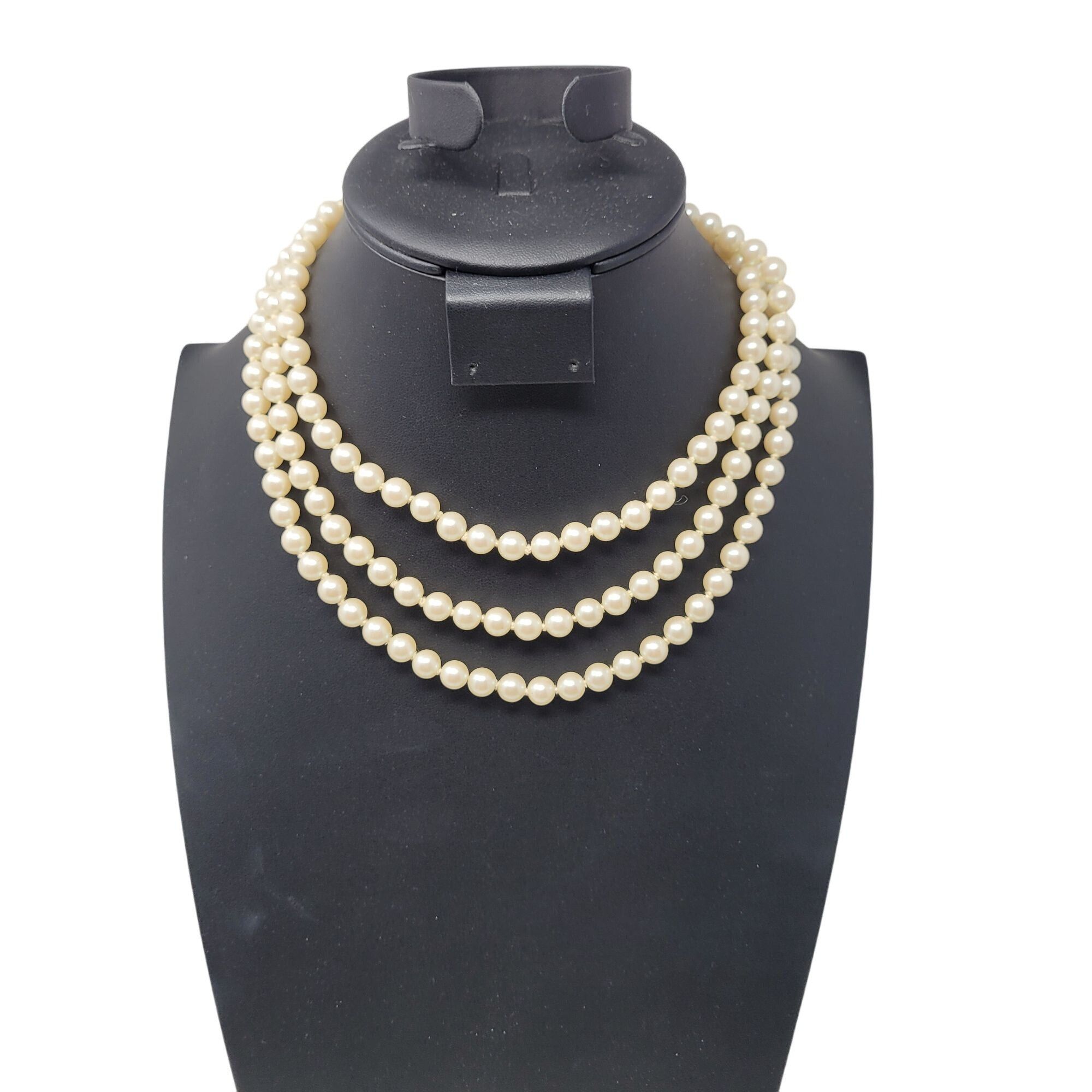 Vintage Vtg Flapper Hand Knotted Faux Pearl Necklace Glass Ivory Cla Size ONE SIZE - 4 Thumbnail