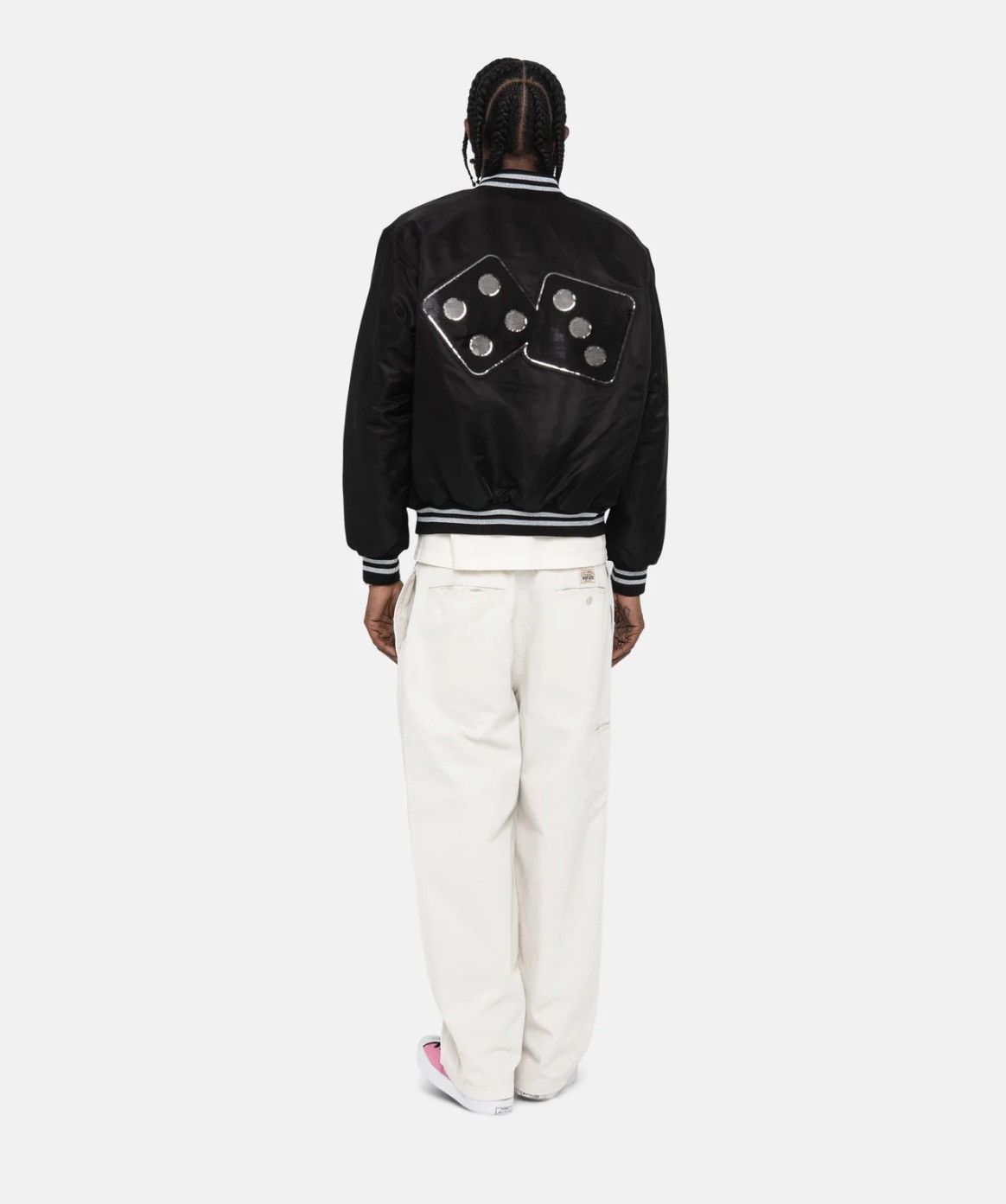 Stussy × Vintage Stüssy Sequins Satin Varsity Jacket Black Size US M / EU 48-50 / 2 - 5 Thumbnail