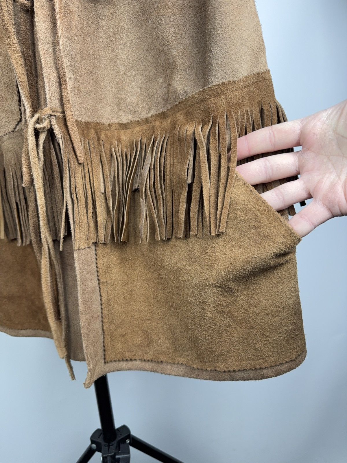Genuine Leather Vintage Cowboy USA Suede Fringe Vest Western Boho Leather Size US M / EU 48-50 / 2 - 8 Thumbnail