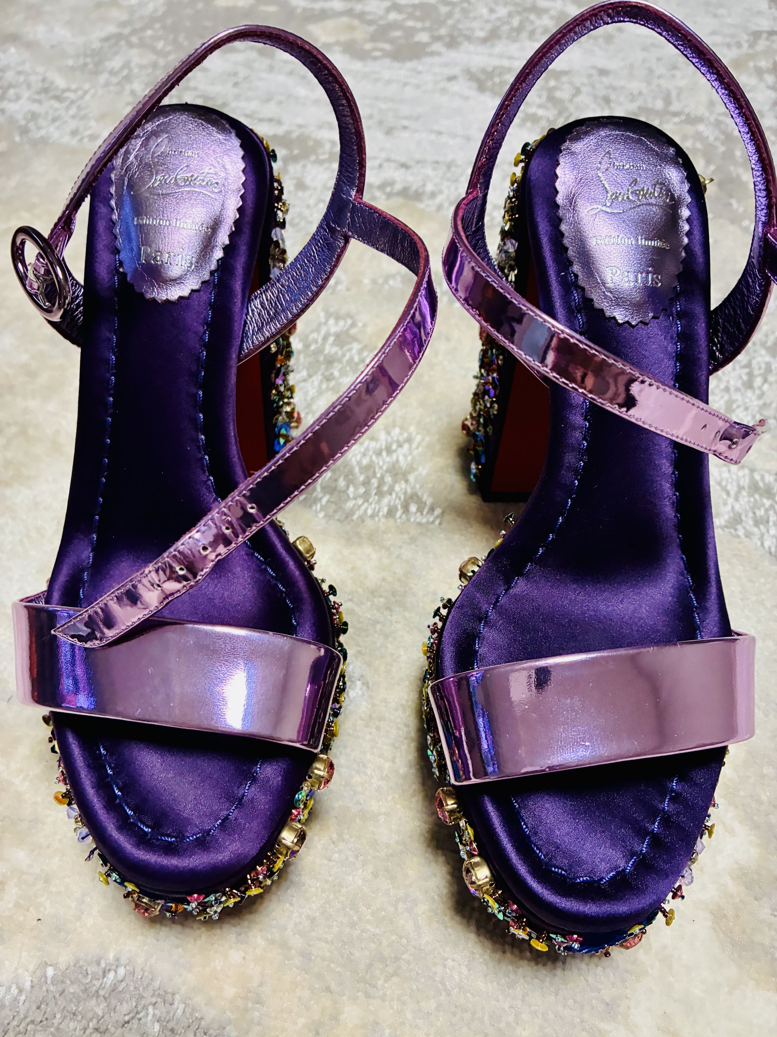 Christian Louboutin Christian Louboutin Movida Jane Platform Jeweled 35.5 Size US 8 / IT 38 - 4 Thumbnail