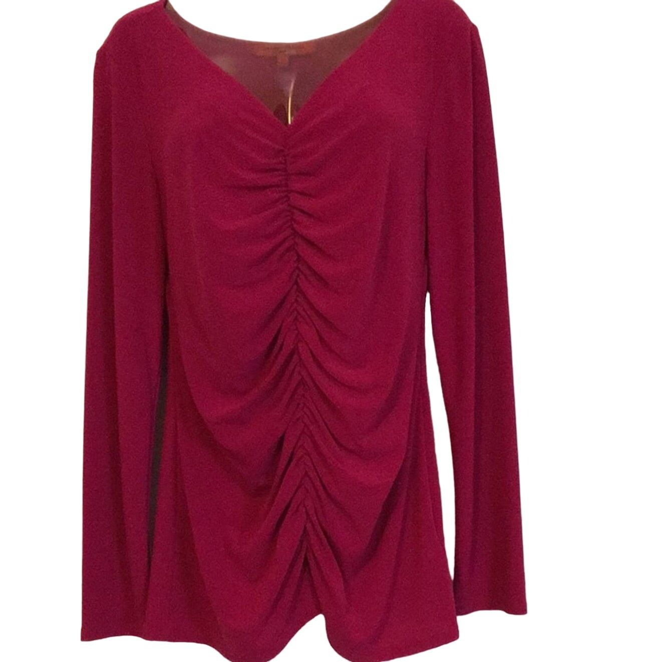 Other Narciso Rodriguez Large Fuchsia V-neck Ruched Bodice Size L / US 10 / IT 46 - 1 Thumbnail