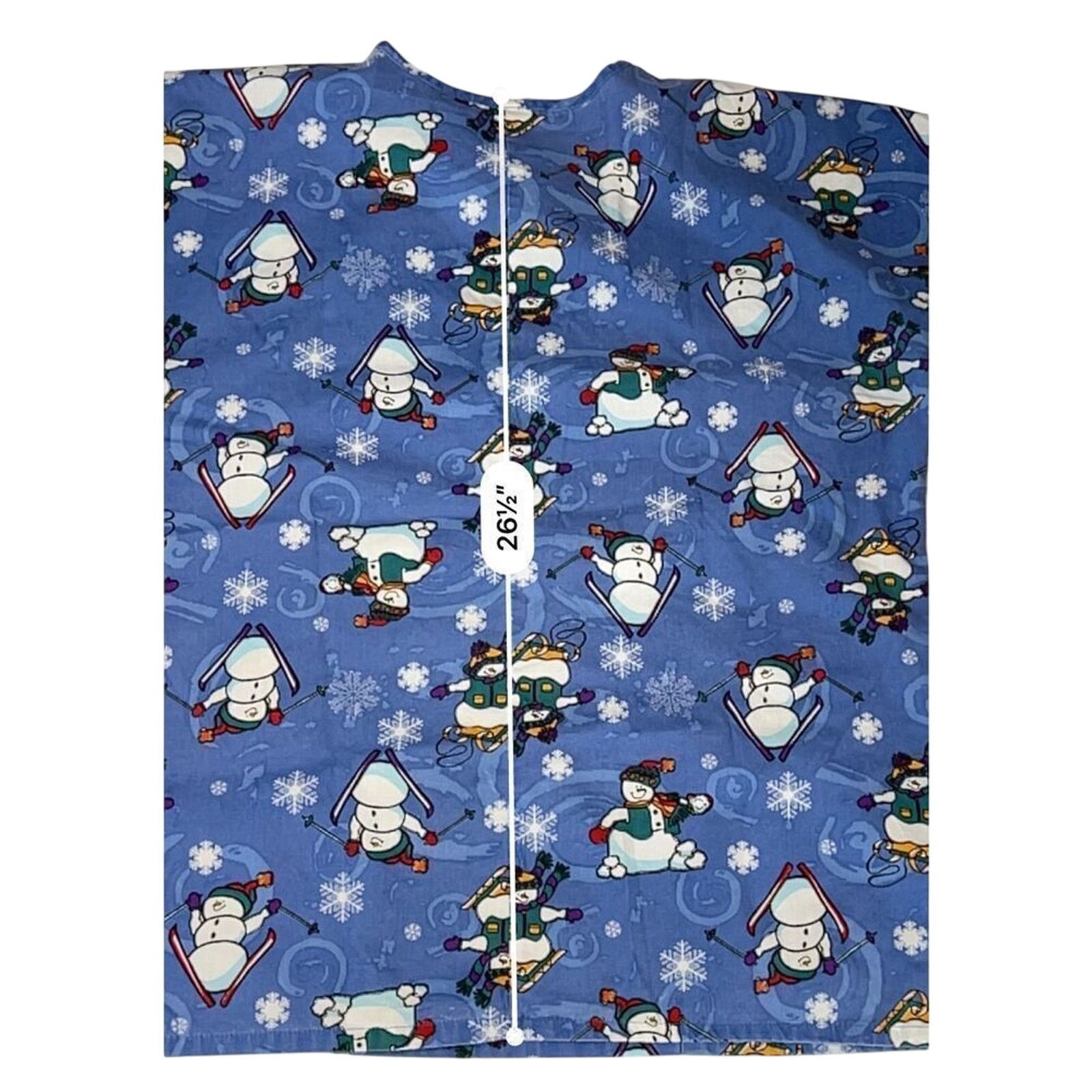 Other JIJ Scrubs Blue Snowman Snowflake Scrub Medical Top LARGE Size L / US 10 / IT 46 - 7 Thumbnail