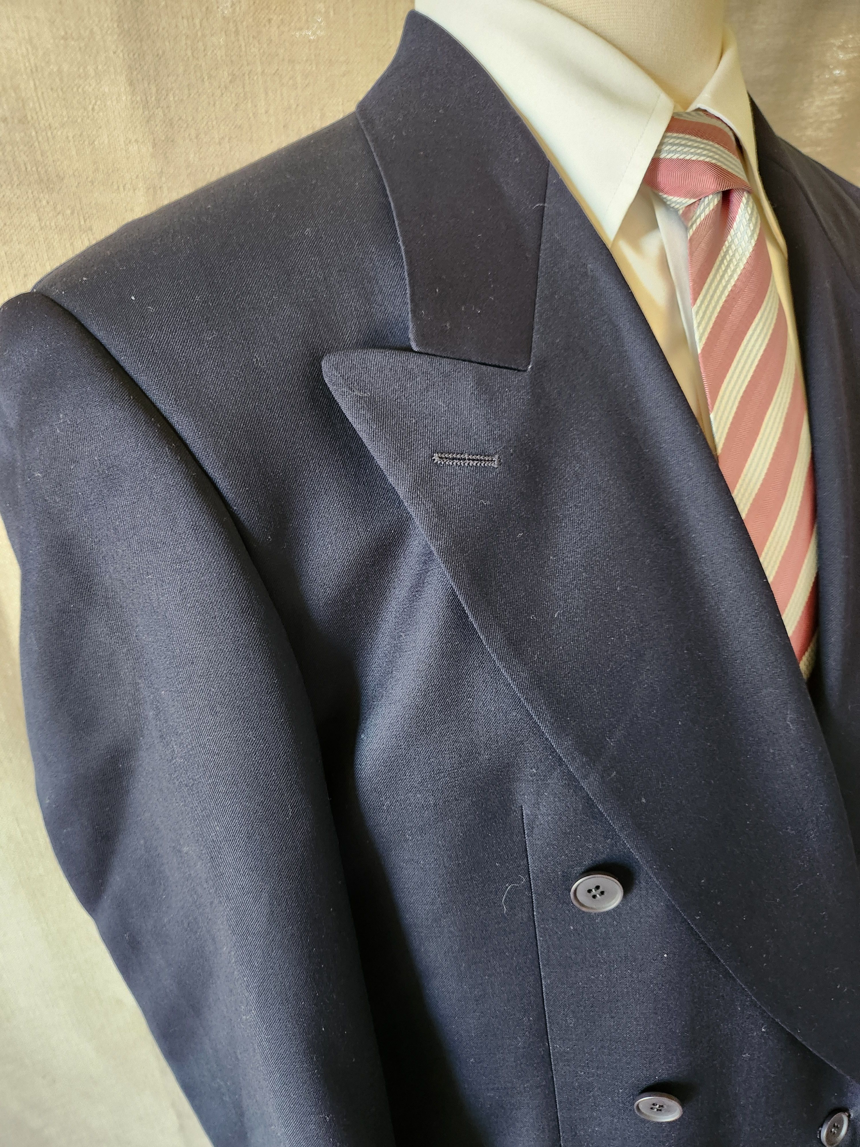 Designer × Yves Saint Laurent Vintage 100% Wool Double Breast Blue Blazer Size 42R - 2 Thumbnail