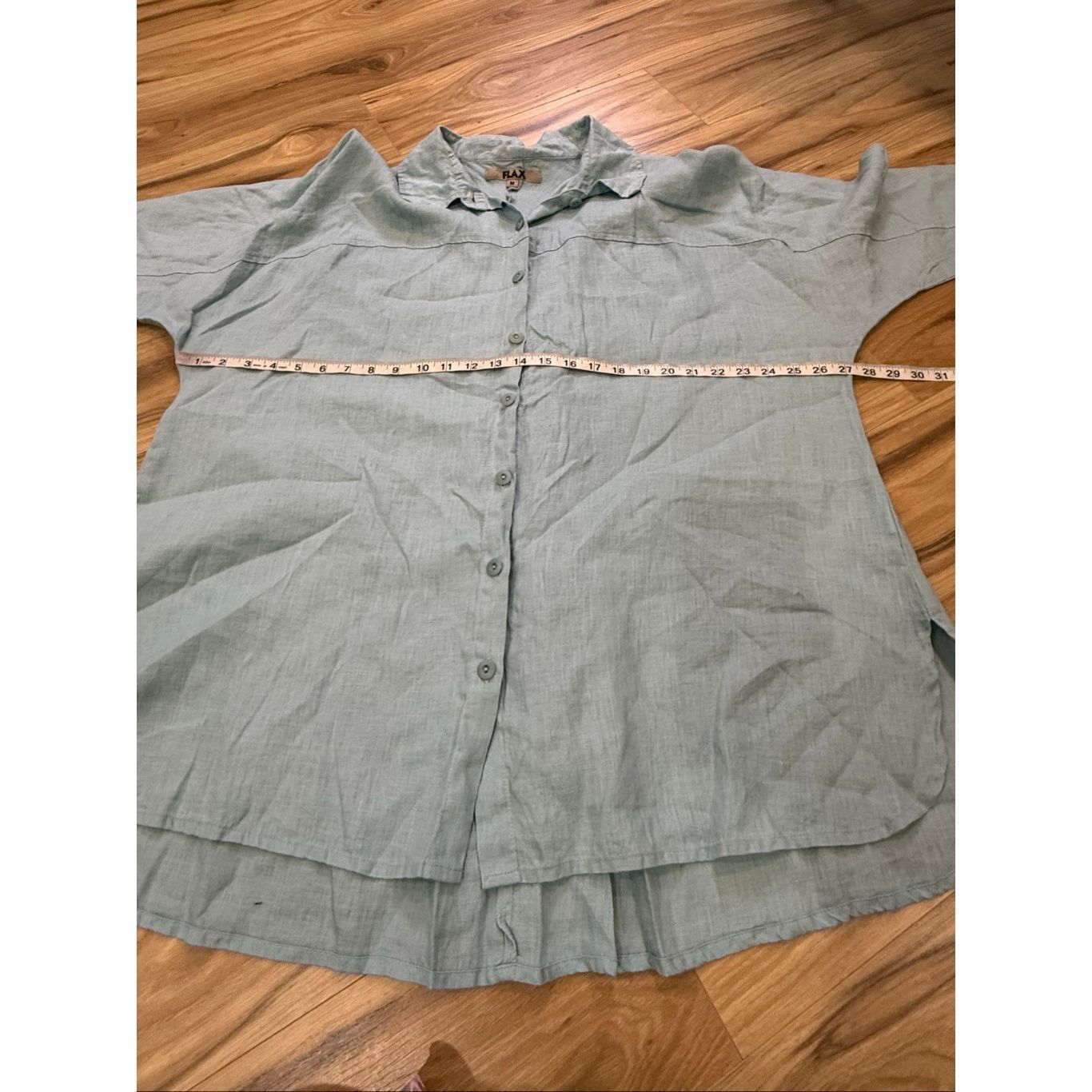 FLAX Flax linen blue button front shirt relaxed fit boho size medium Size M / US 6-8 / IT 42-44 - 7 Thumbnail