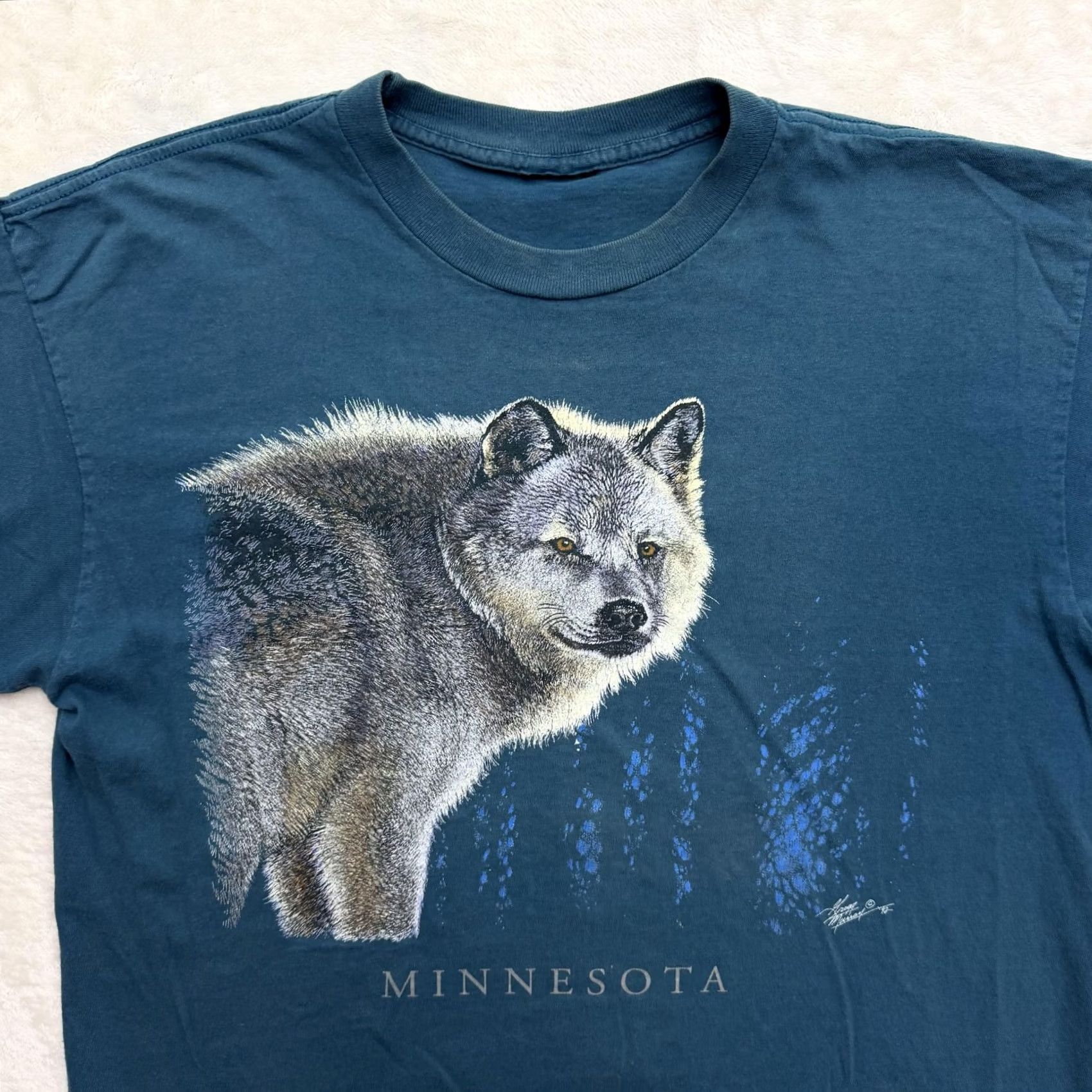 Vintage Minnesota Wolf Shirt Mens XL Blue Graphic Tee Short Sleeve MN Size US XL / EU 56 / 4 - 2 Thumbnail