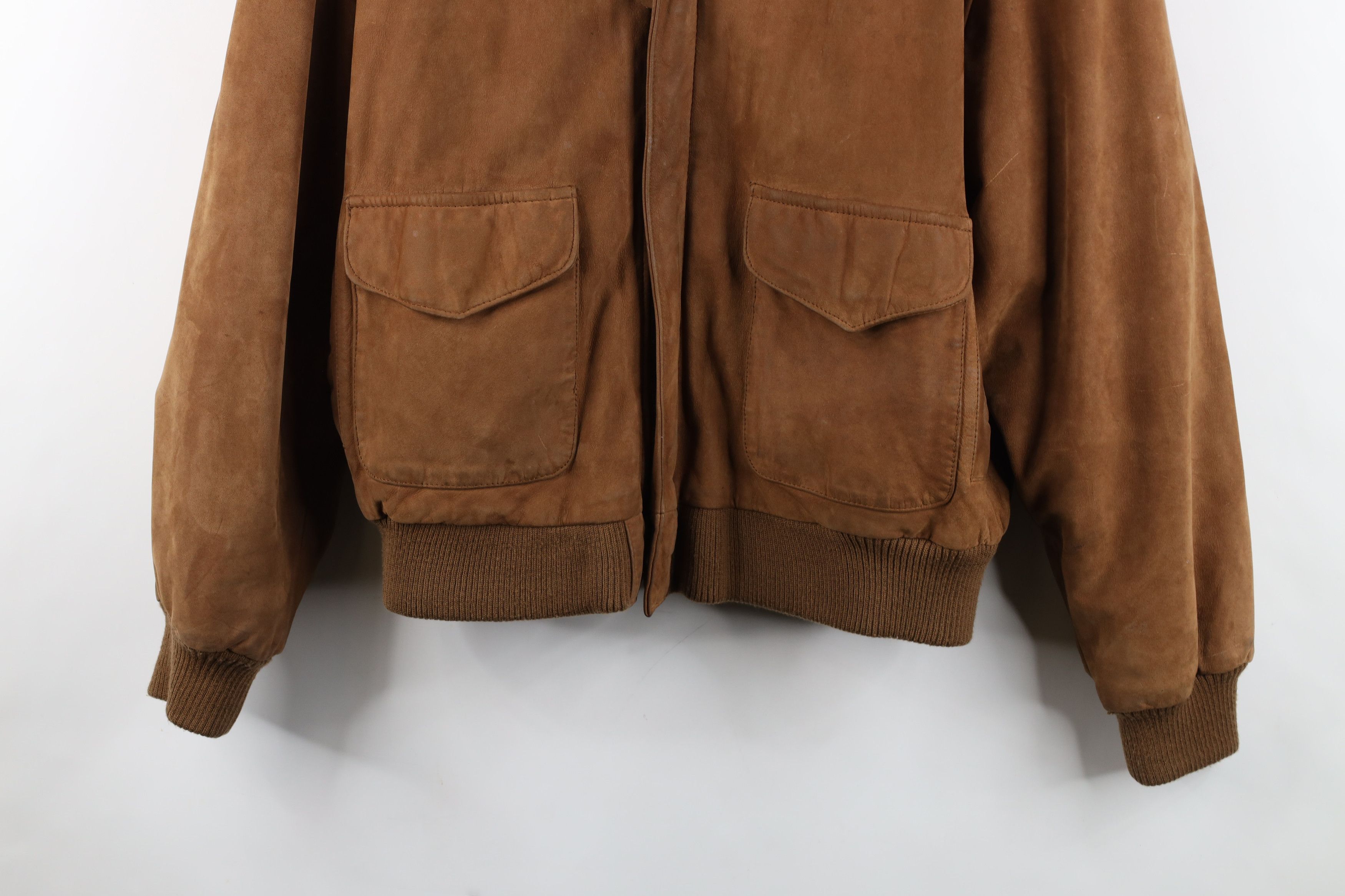 Vintage Vintage 90s Streetwear Suede Leather Flight Bomber Jacket Size US L / EU 52-54 / 3 - 3 Thumbnail