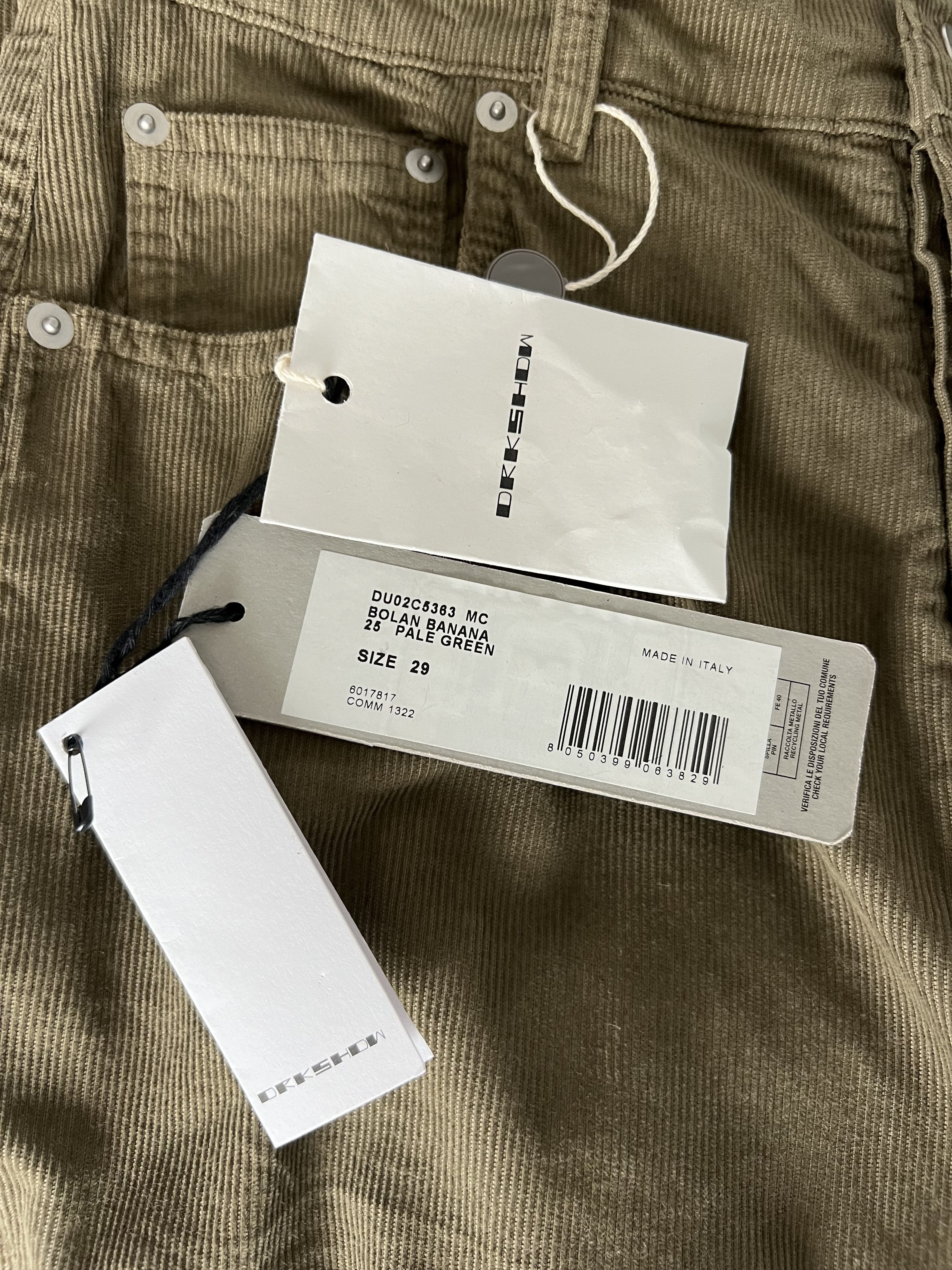 Rick Owens Drkshdw Rick Owens DRKSHDW Corduroy Bolana Banana Pants Size US 29 - 9 Thumbnail