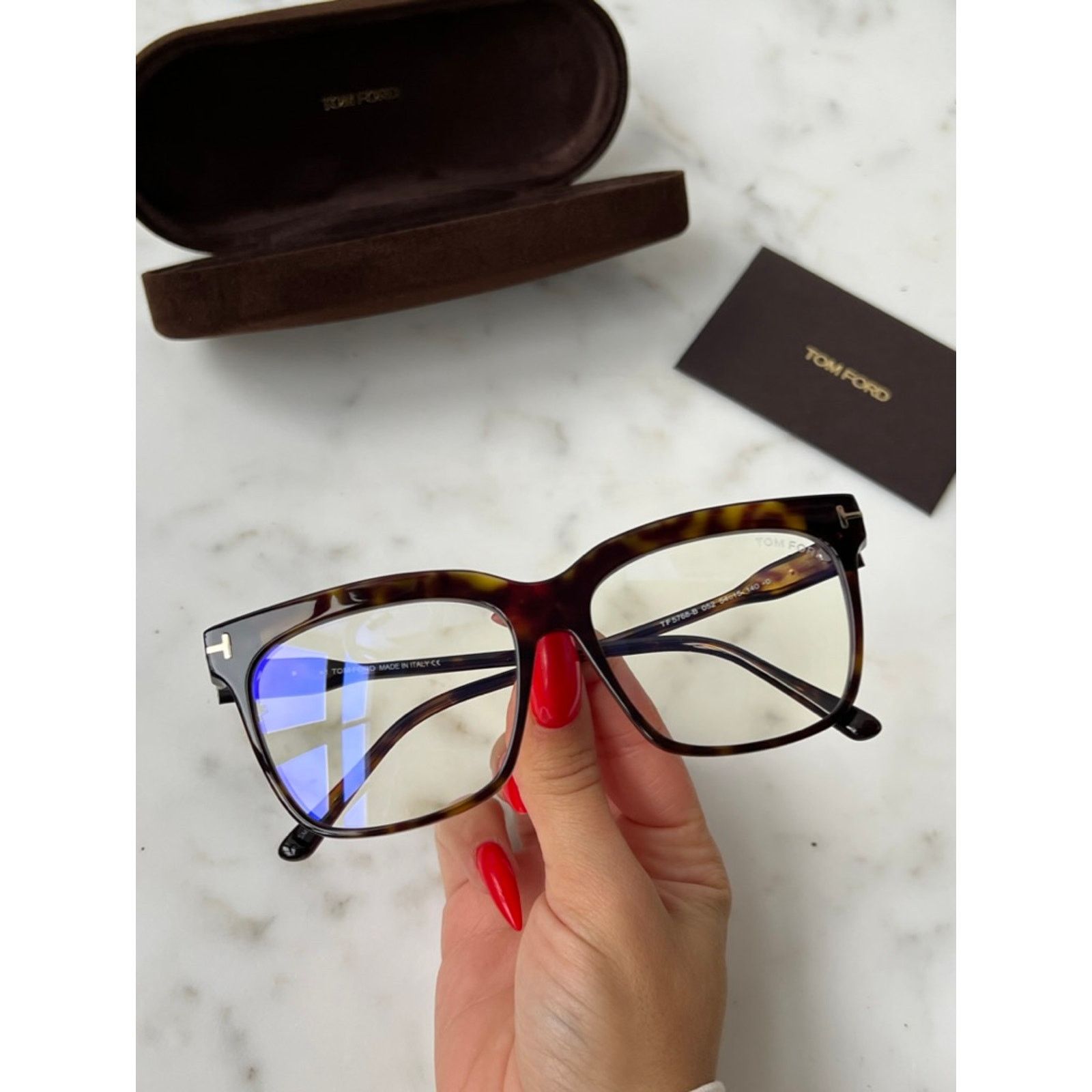 Tom Ford NEW Tom Ford FT5768-B Bluelight Frames in Brown Havana Size ONE SIZE - 3 Thumbnail