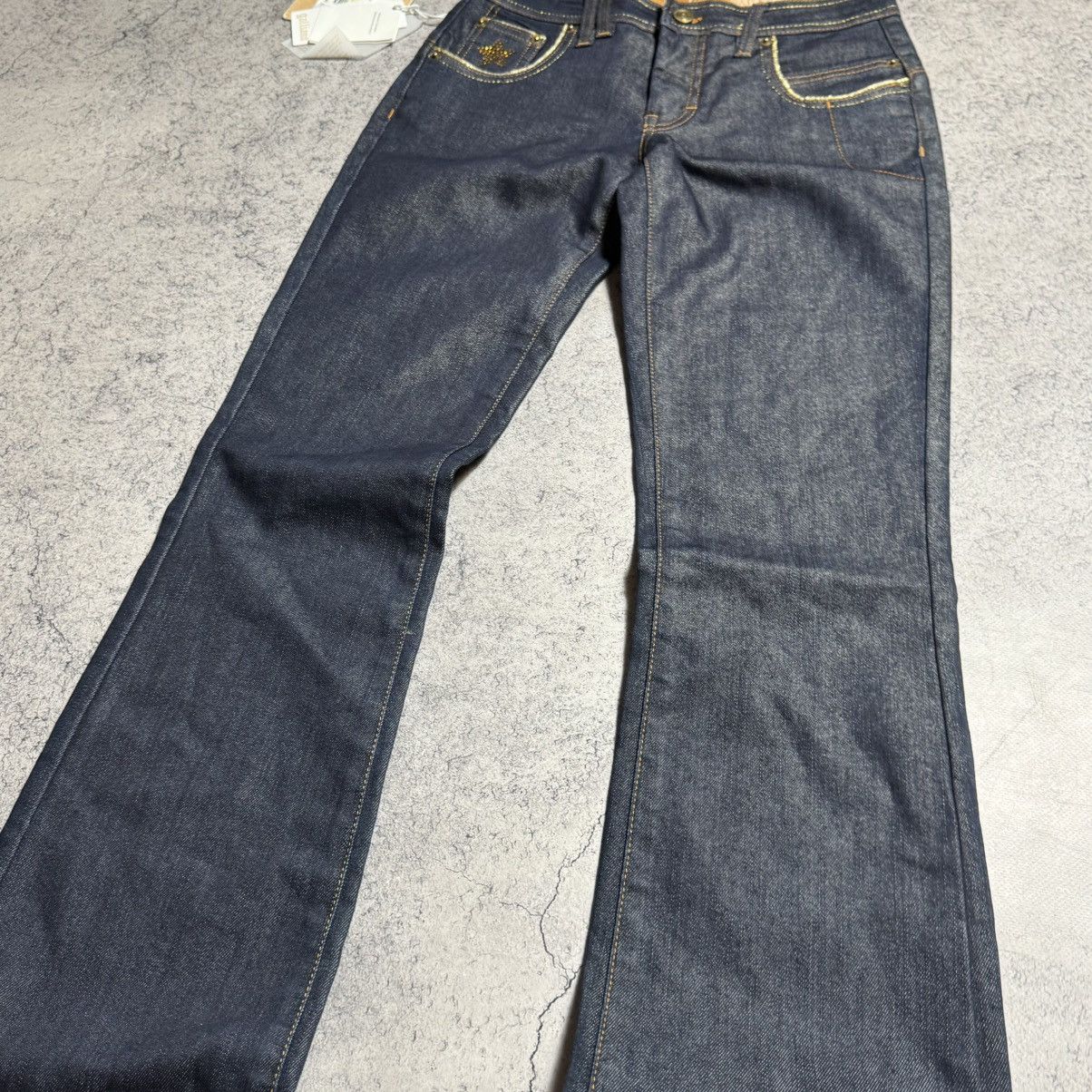 John Galliano NEW Galliano Glamour Star Y2K 00s Flared Jeans Size 25" / US 0 / IT 36 - 4 Thumbnail