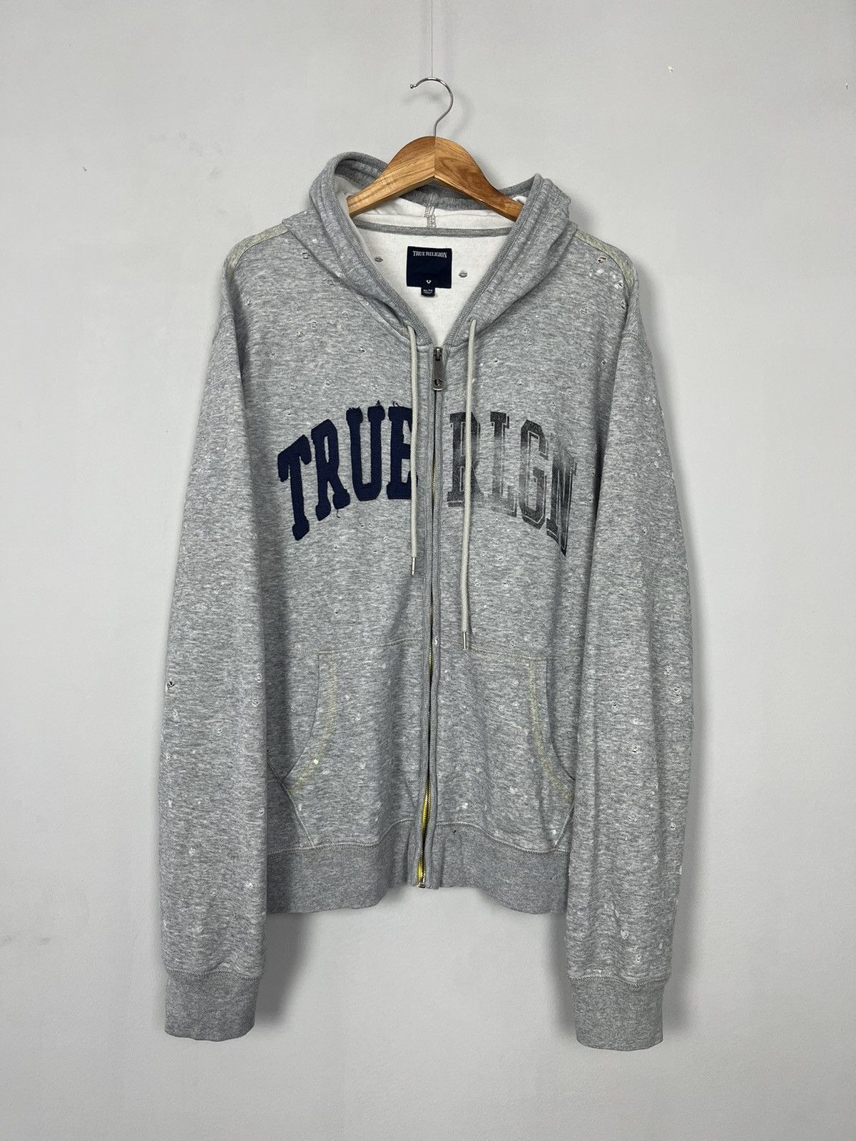 True Religion True Religion Distressed Y2K Holes Full Zip Hoodie Size US XL / EU 56 / 4 - 1 Thumbnail