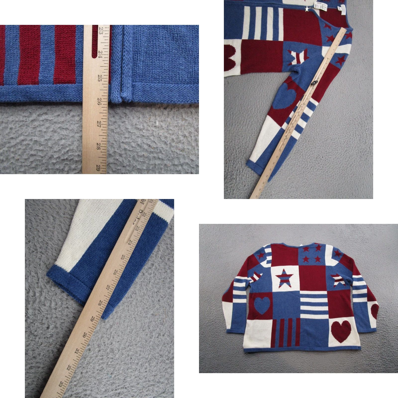 Vintage **VTG CJ Checkered Patriotic Women's 1X Cardigan** User: VTG CJ Checkered Patriotic Women's Size 1X Cardigan Size XL / US 12-14 / IT 48-50 - 8 Thumbnail