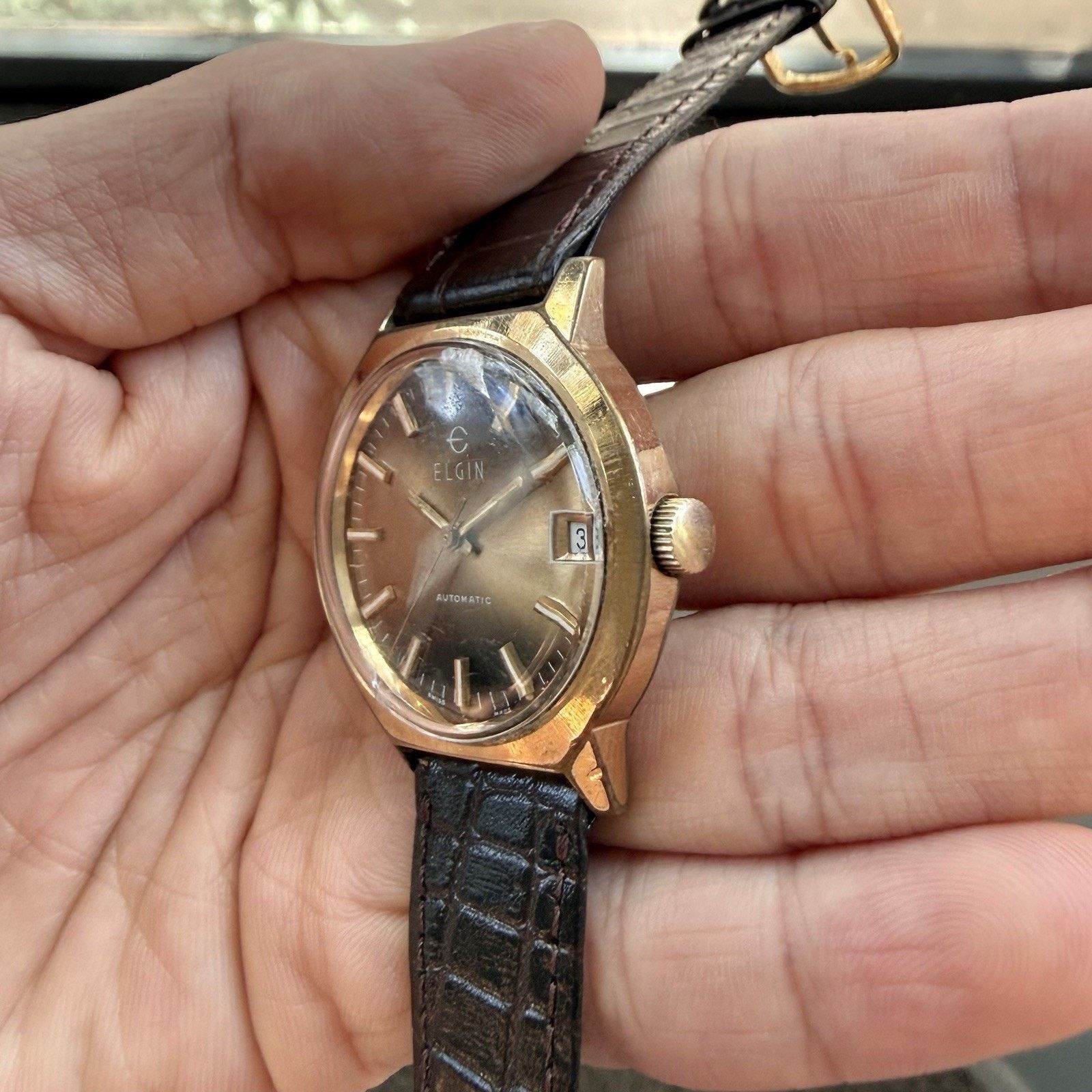 Elgin National Watch Company × Vintage Vintage Elgin Swiss Automatic Watch Brown Dial Gold Tone Size 34 - 4 Thumbnail