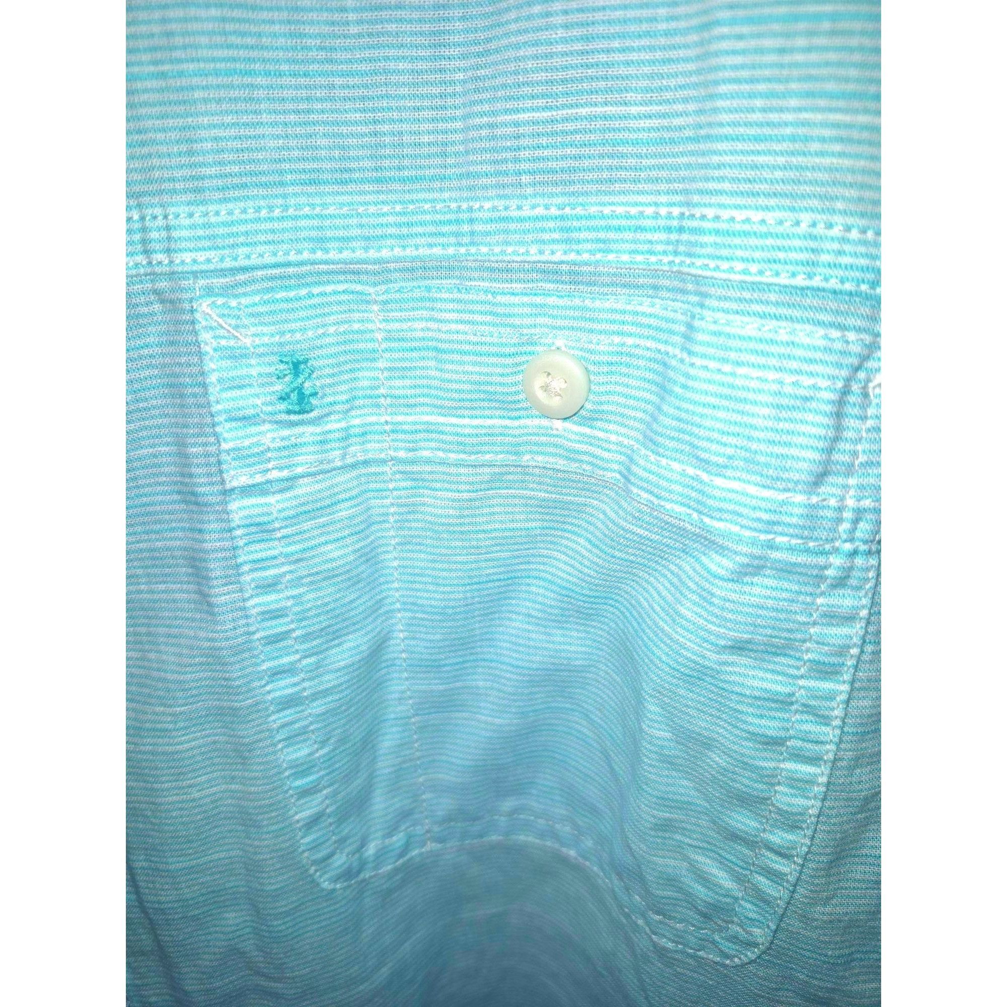 Izod Izod Mens Teal Short Sleeve Button-Up Shirt W/Dual Pockets E Size US L / EU 52-54 / 3 - 3 Thumbnail