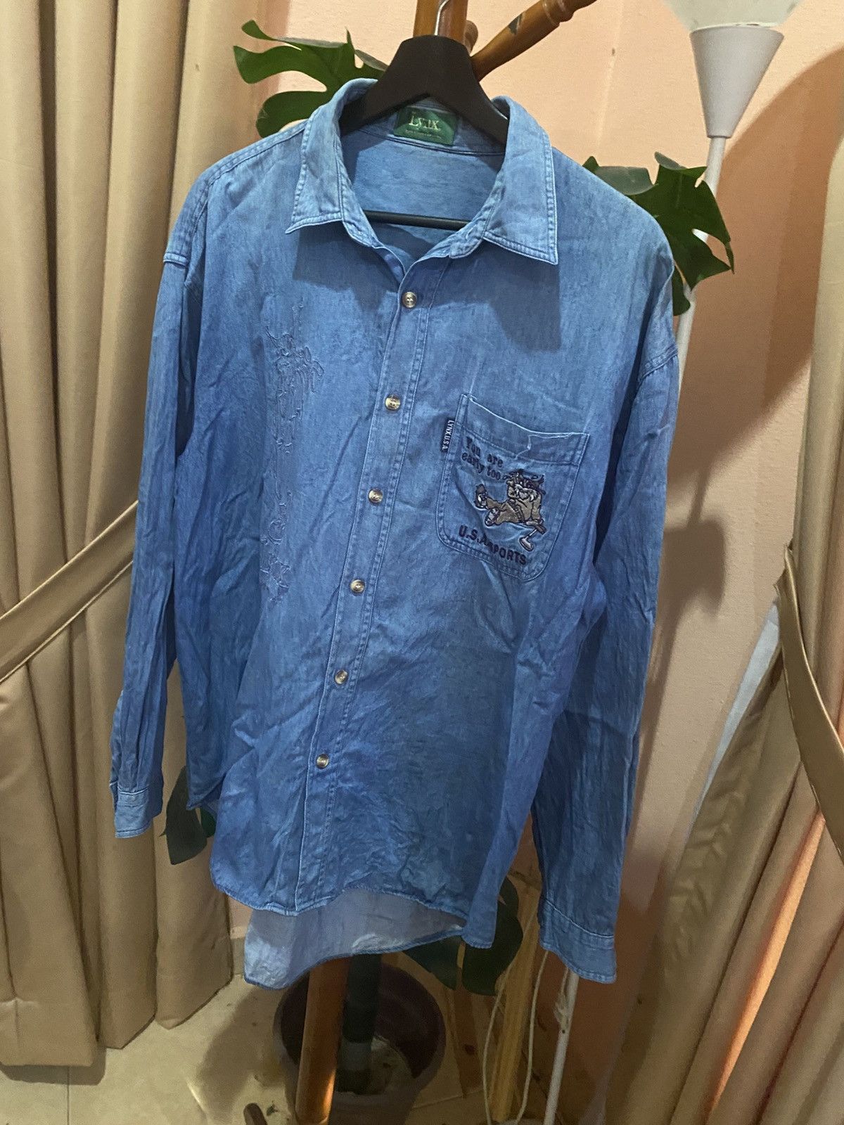 Vintage Vintage Lynx (Ly-IX) Denim Shirt 90s U.S.A Sports Embroidery Size US M / EU 48-50 / 2 - 4 Thumbnail