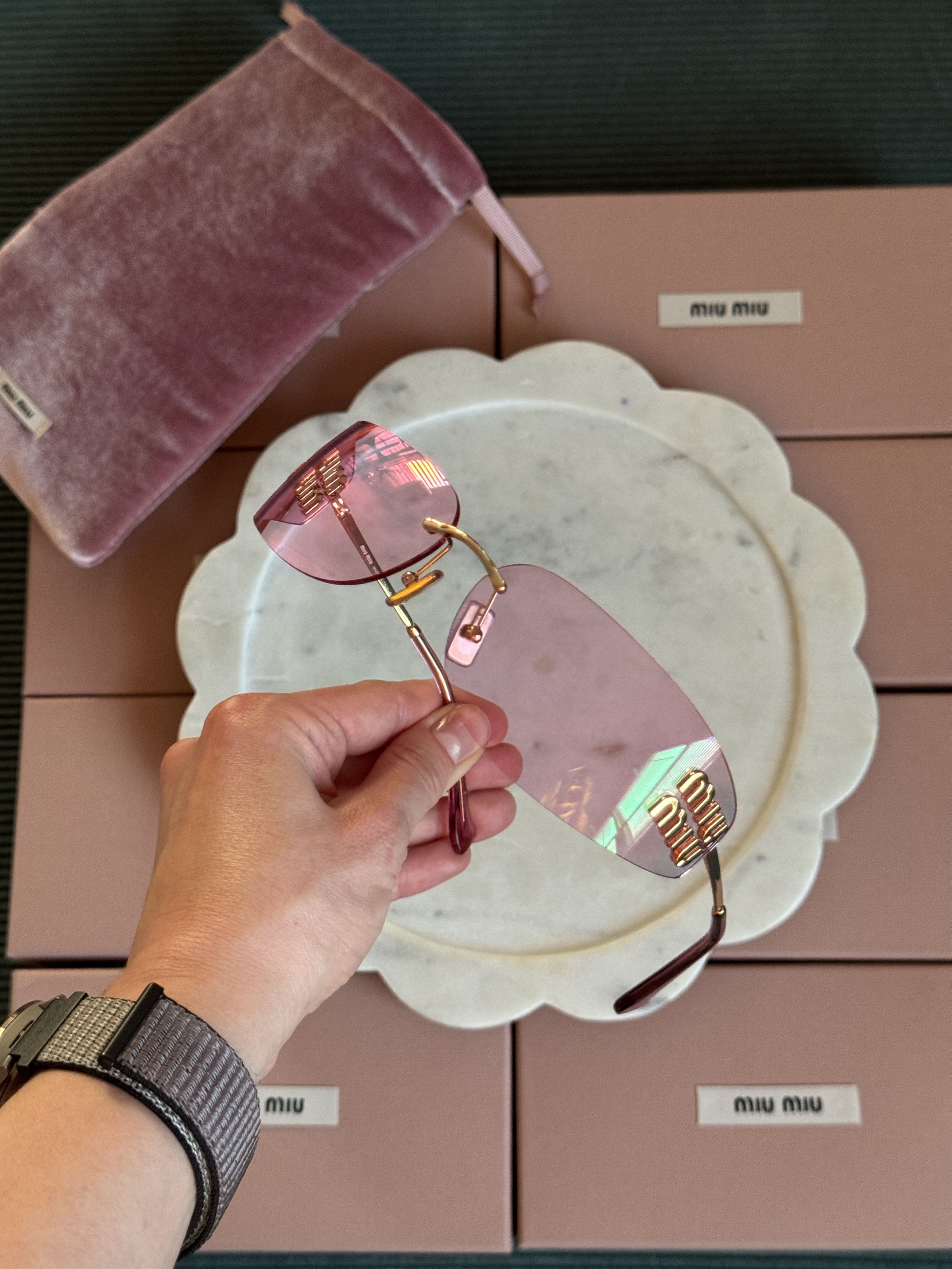 Miu Miu Miu Miu Women Sunglasses Rimless MUA51S 5AK90Y NEW AUTHENTIC Size ONE SIZE - 3 Thumbnail